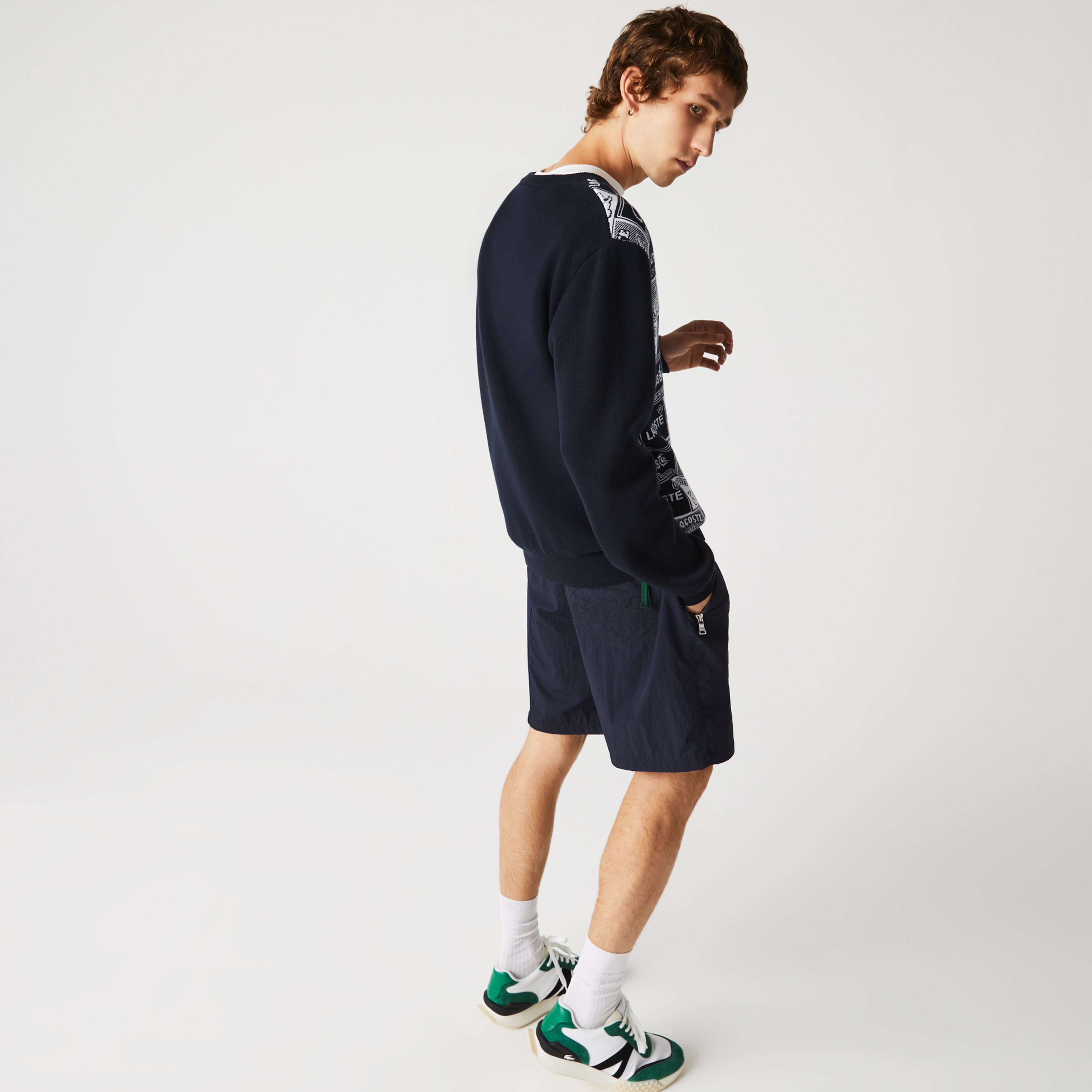 Lacoste L!VE Erkek Relaxed Fit Lacivert Bermuda
