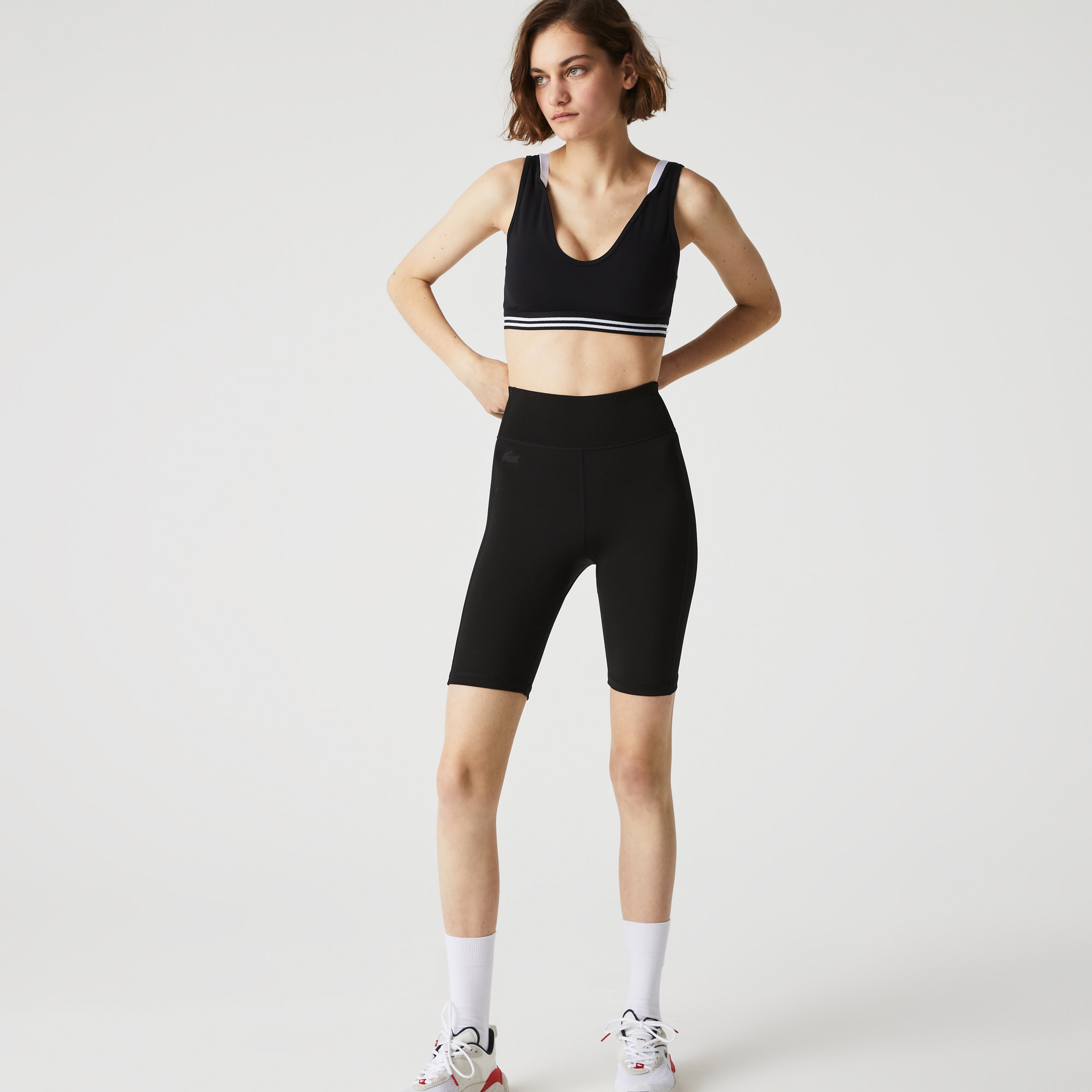 Lacoste SPORT Active Kadın Slim Fit Kısa Siyah Tayt