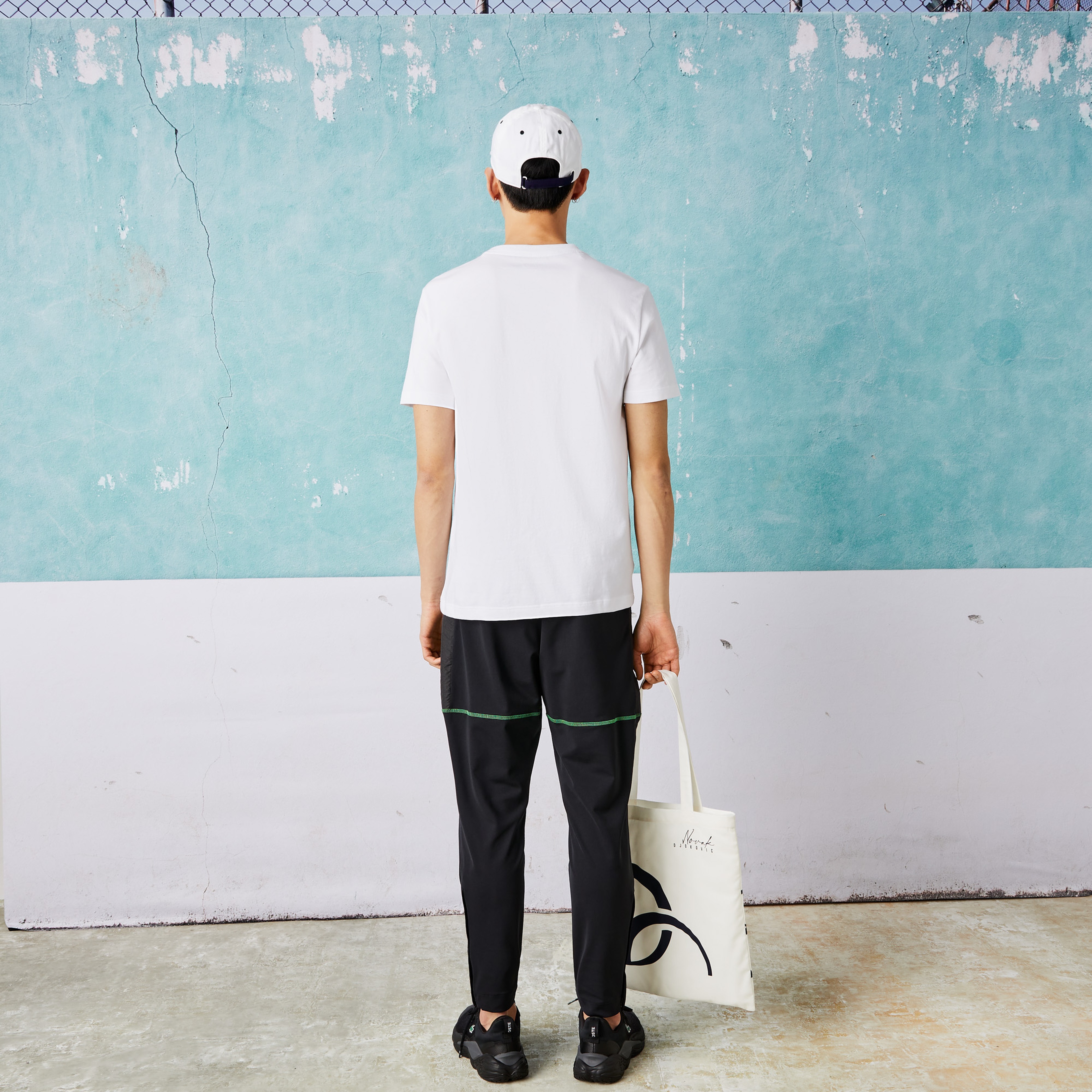 Lacoste SPORT Erkek Regular Fit Bisiklet Yaka Baskılı Beyaz T-Shirt