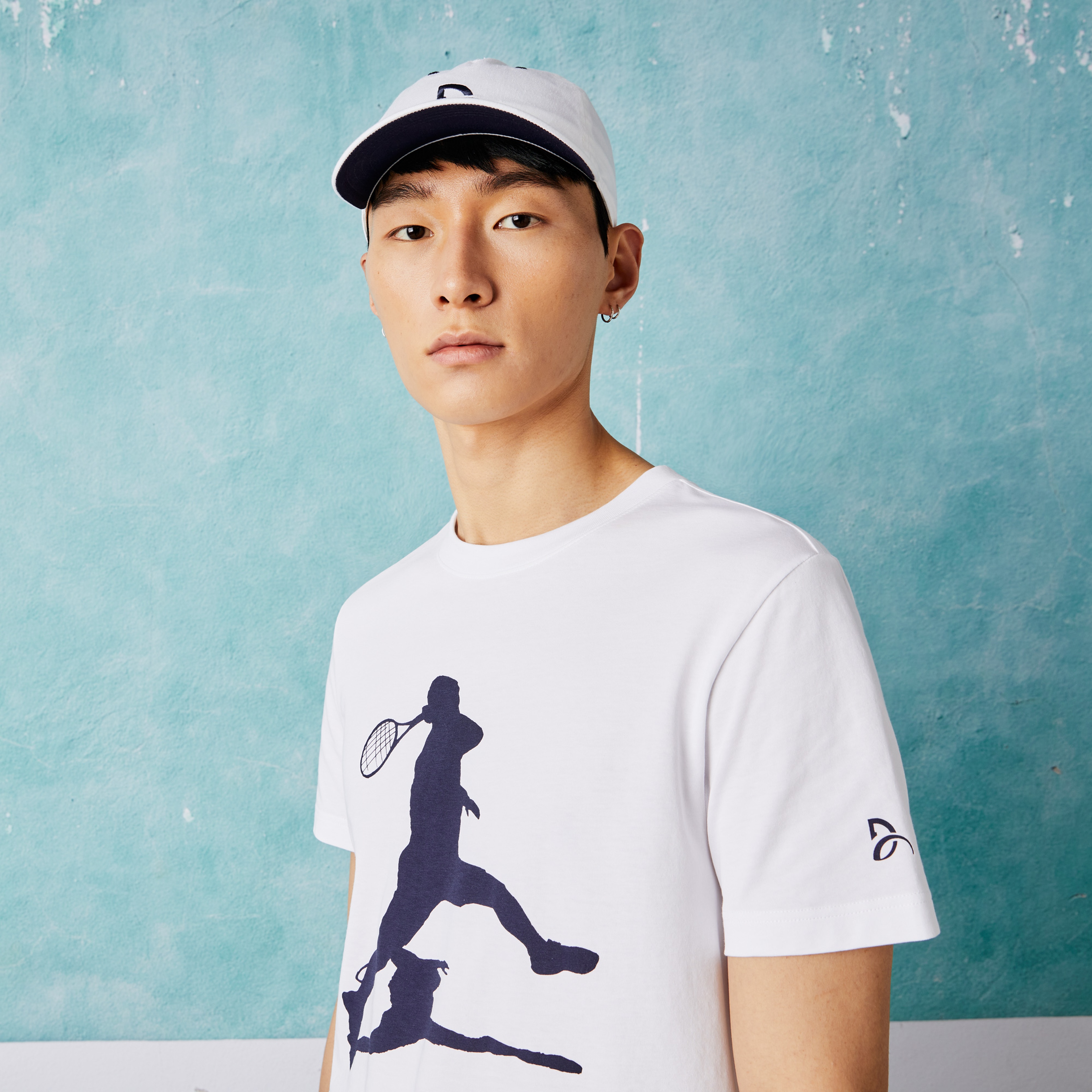 Lacoste SPORT Erkek Regular Fit Bisiklet Yaka Baskılı Beyaz T-Shirt