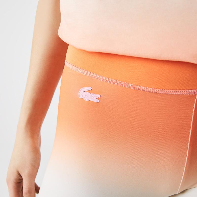 Lacoste SPORT Kadın Slim Fit Desenli Açık Turuncu Tayt