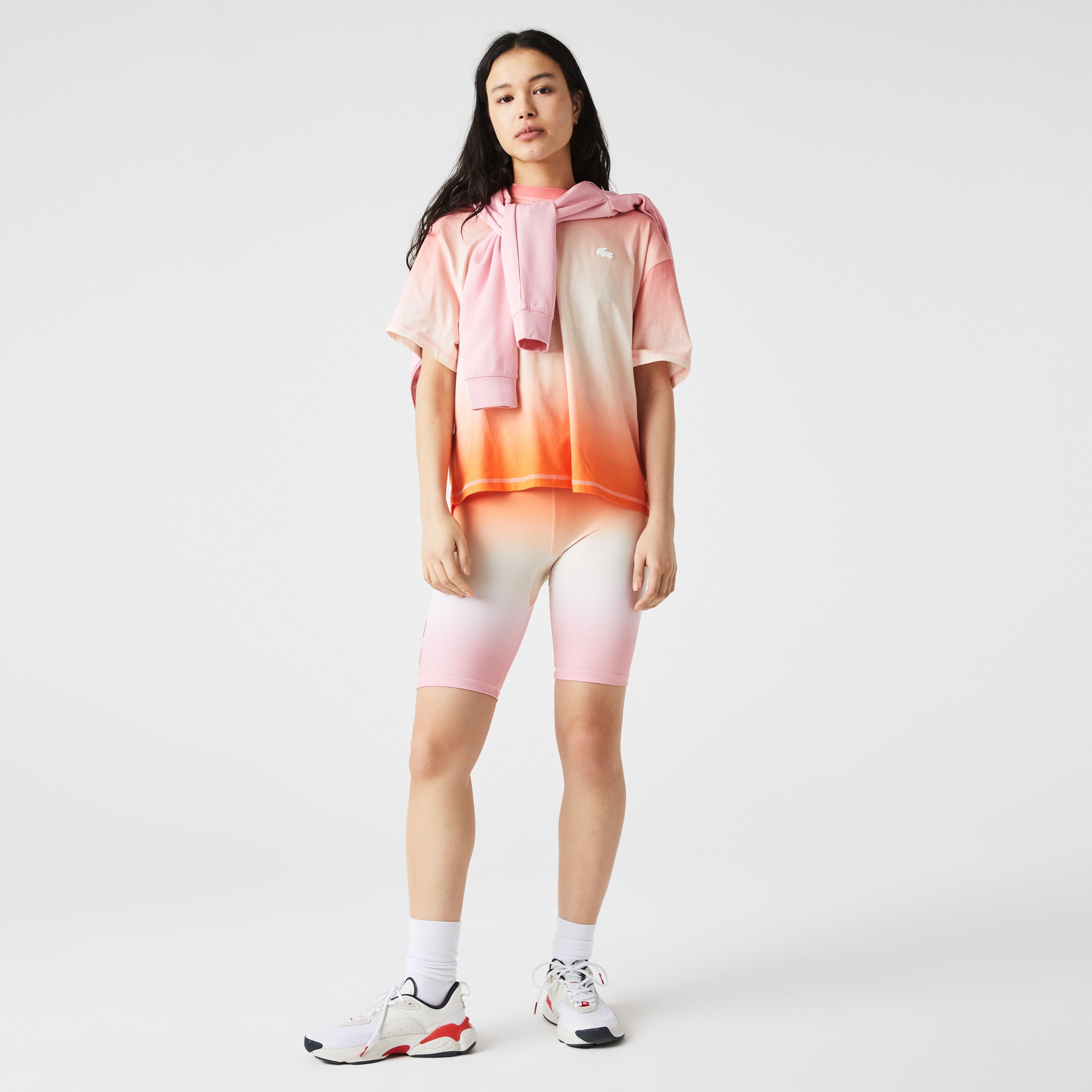 Lacoste SPORT Kadın Slim Fit Desenli Açık Turuncu Tayt