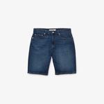 Erkek Slim Fit Denim Koyu Mavi Bermuda Şort