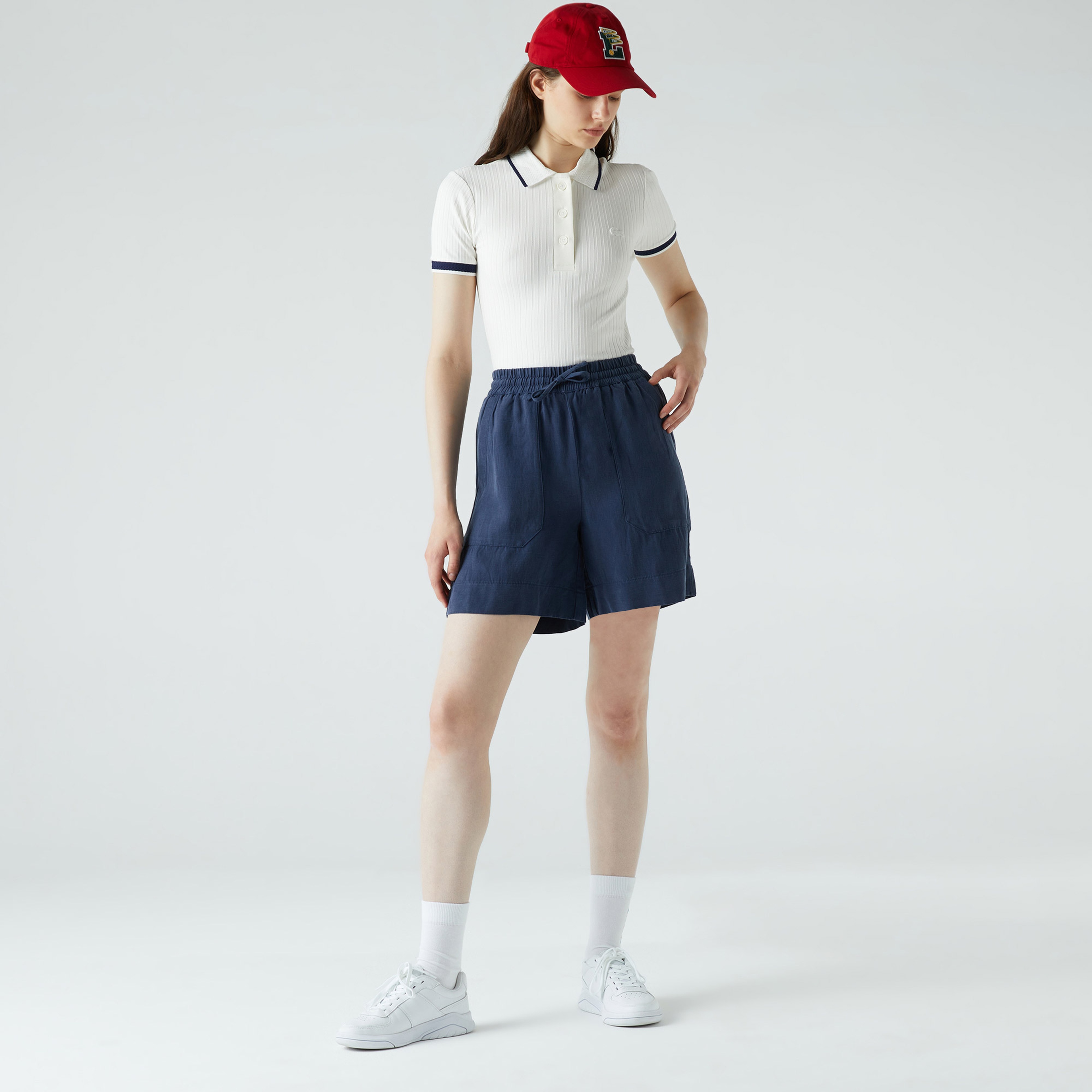 Lacoste Kadın Relaxed Fit Lacivert Şort