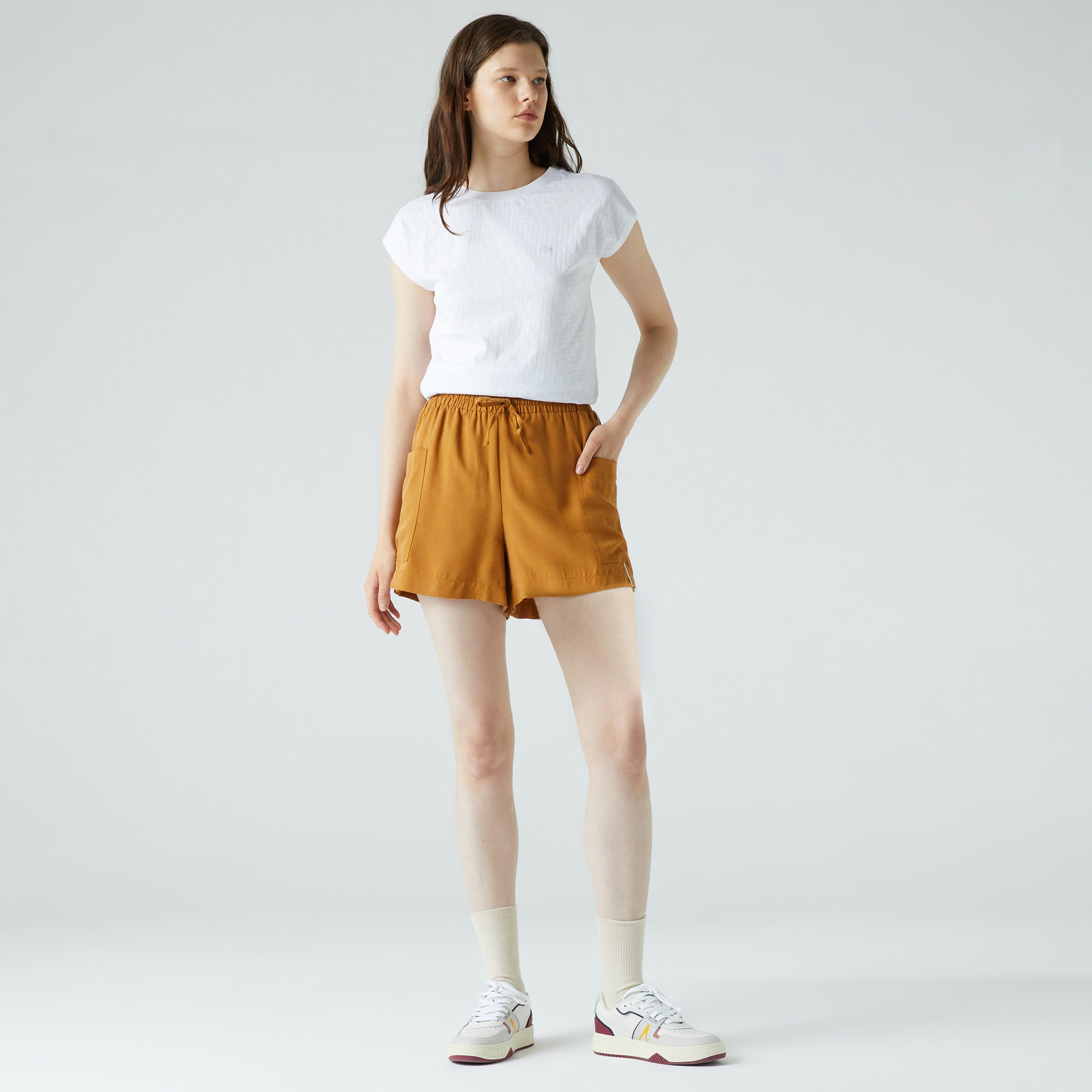 Lacoste Kadın Relaxed Fit Kahverengi Şort