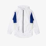 Lacoste SPORT Erkek Kapüşonlu Suya Dayanıklı Renk Bloklu Beyaz Ceket