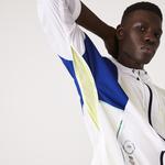 Lacoste SPORT Erkek Kapüşonlu Suya Dayanıklı Renk Bloklu Beyaz Ceket