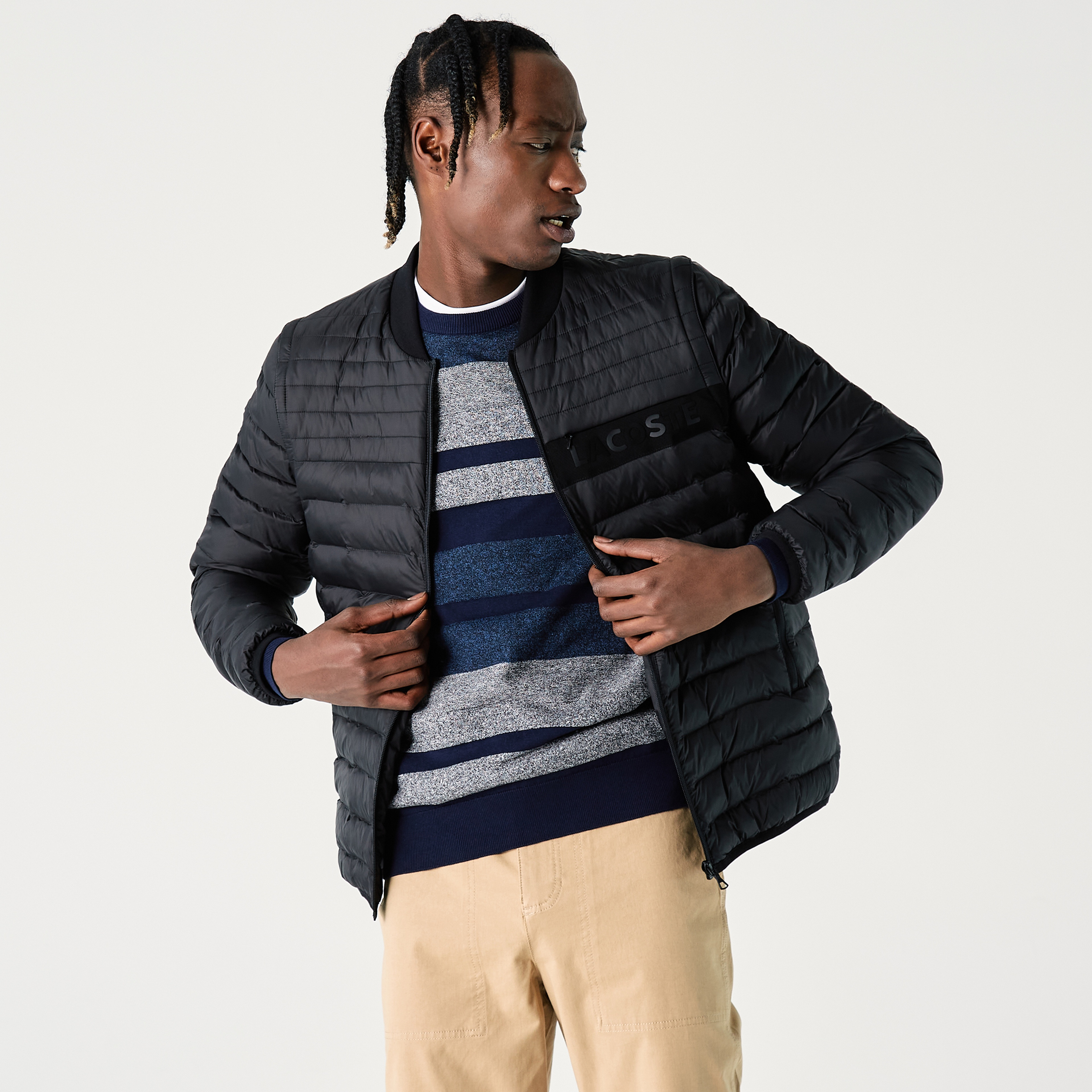 Lacoste Erkek Hakim Yaka Kapitone Siyah Mont