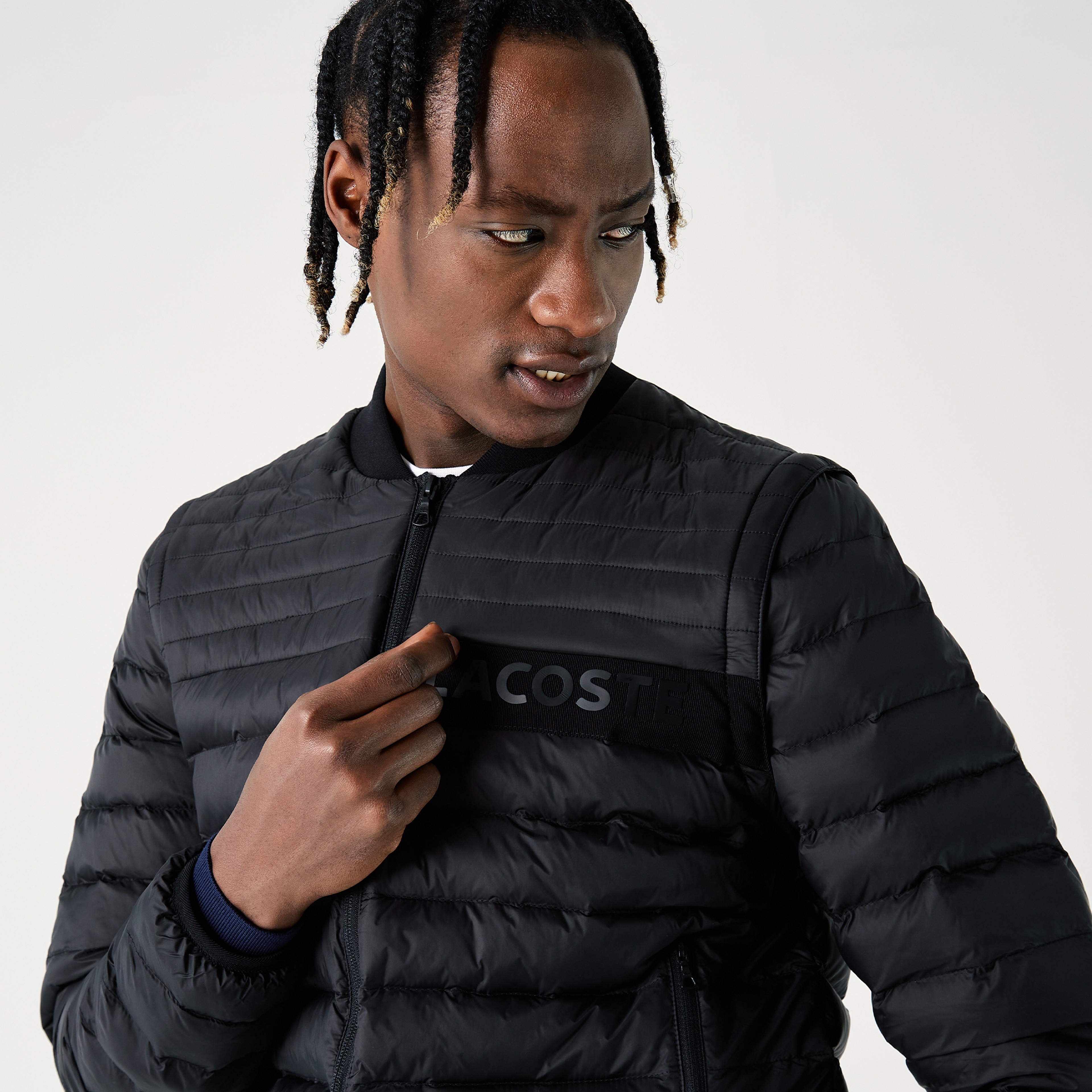 Lacoste Erkek Hakim Yaka Kapitone Siyah Mont