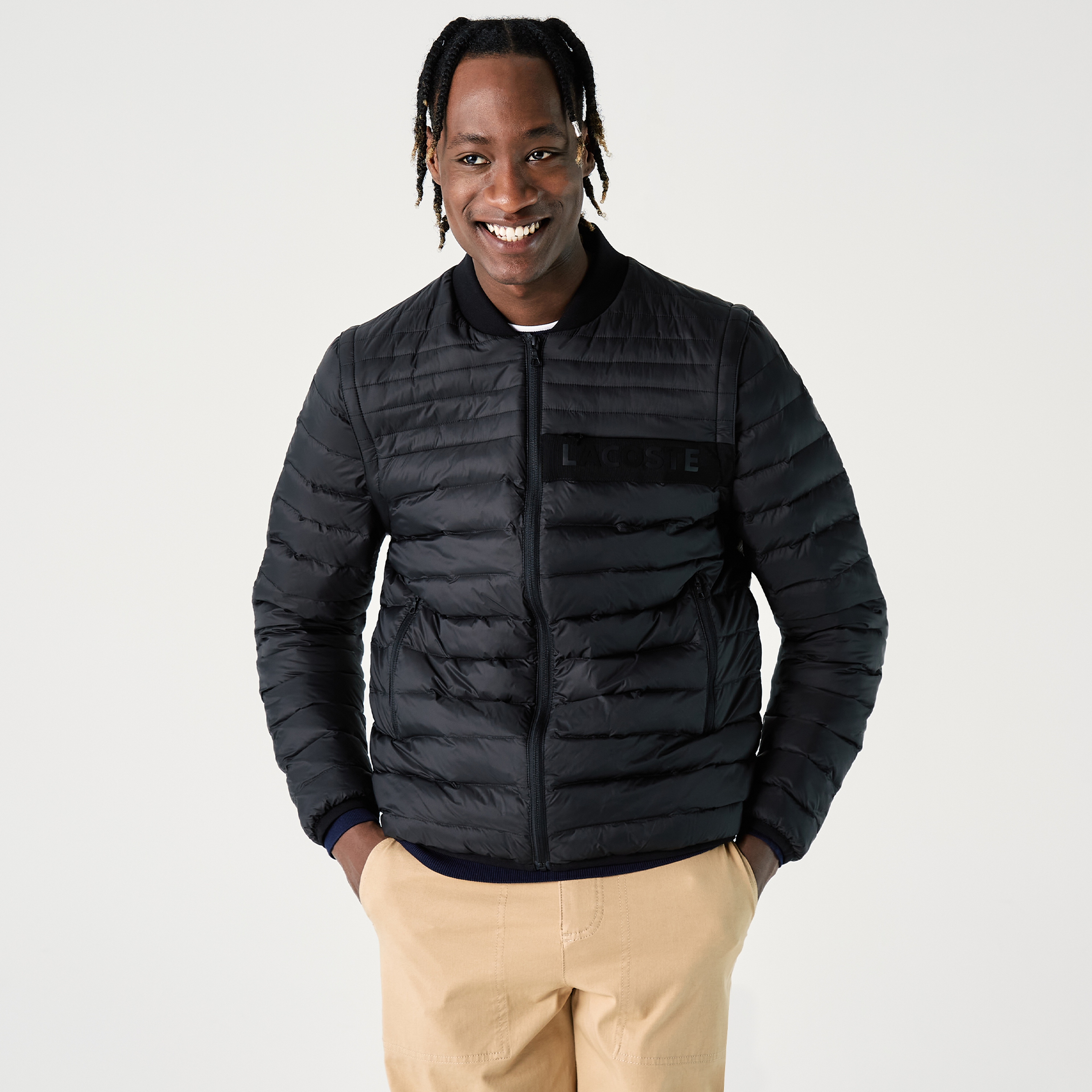 Lacoste Erkek Hakim Yaka Kapitone Siyah Mont