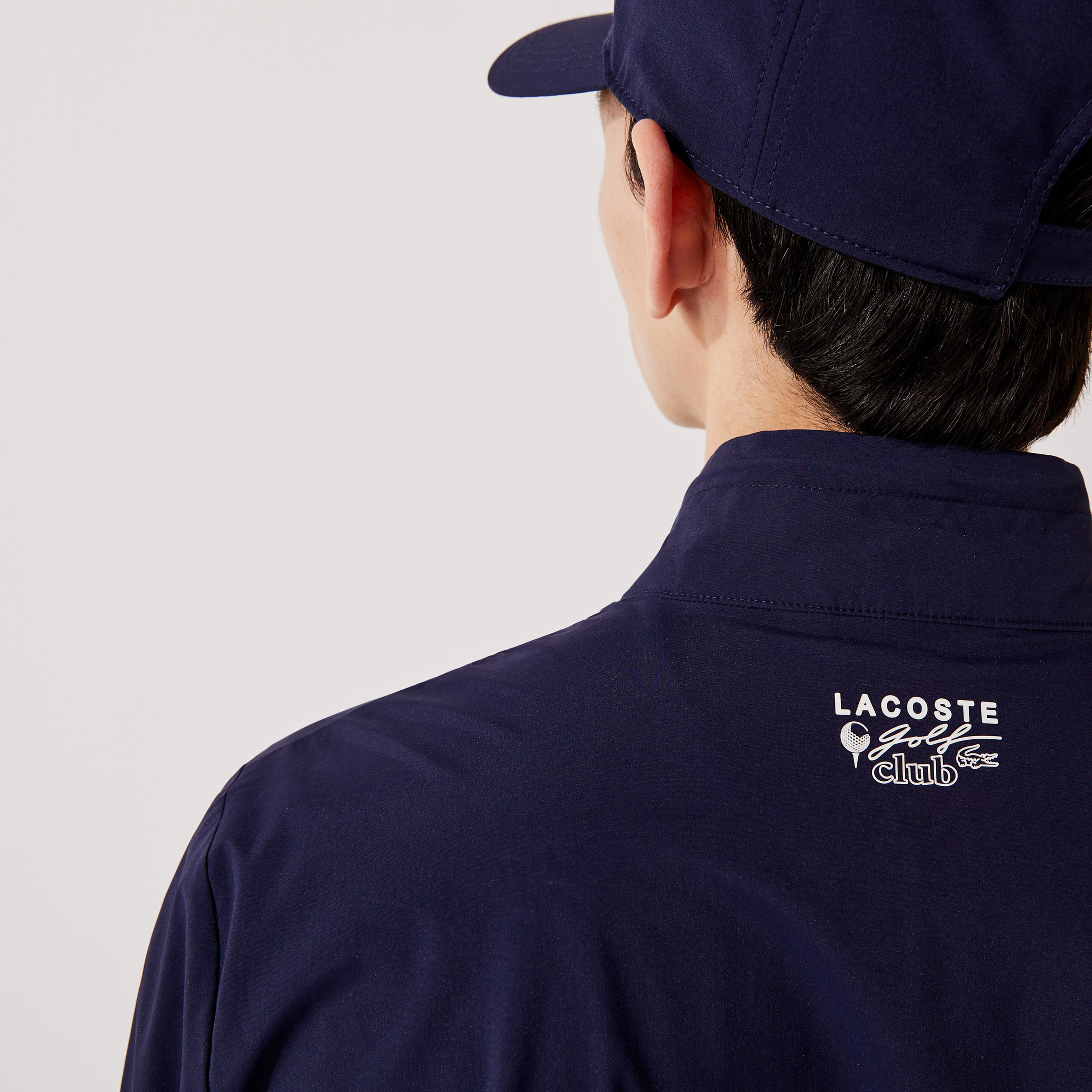 Lacoste SPORT Erkek Kapüşonlu Fermuarlı Baskılı Lacivert Mont