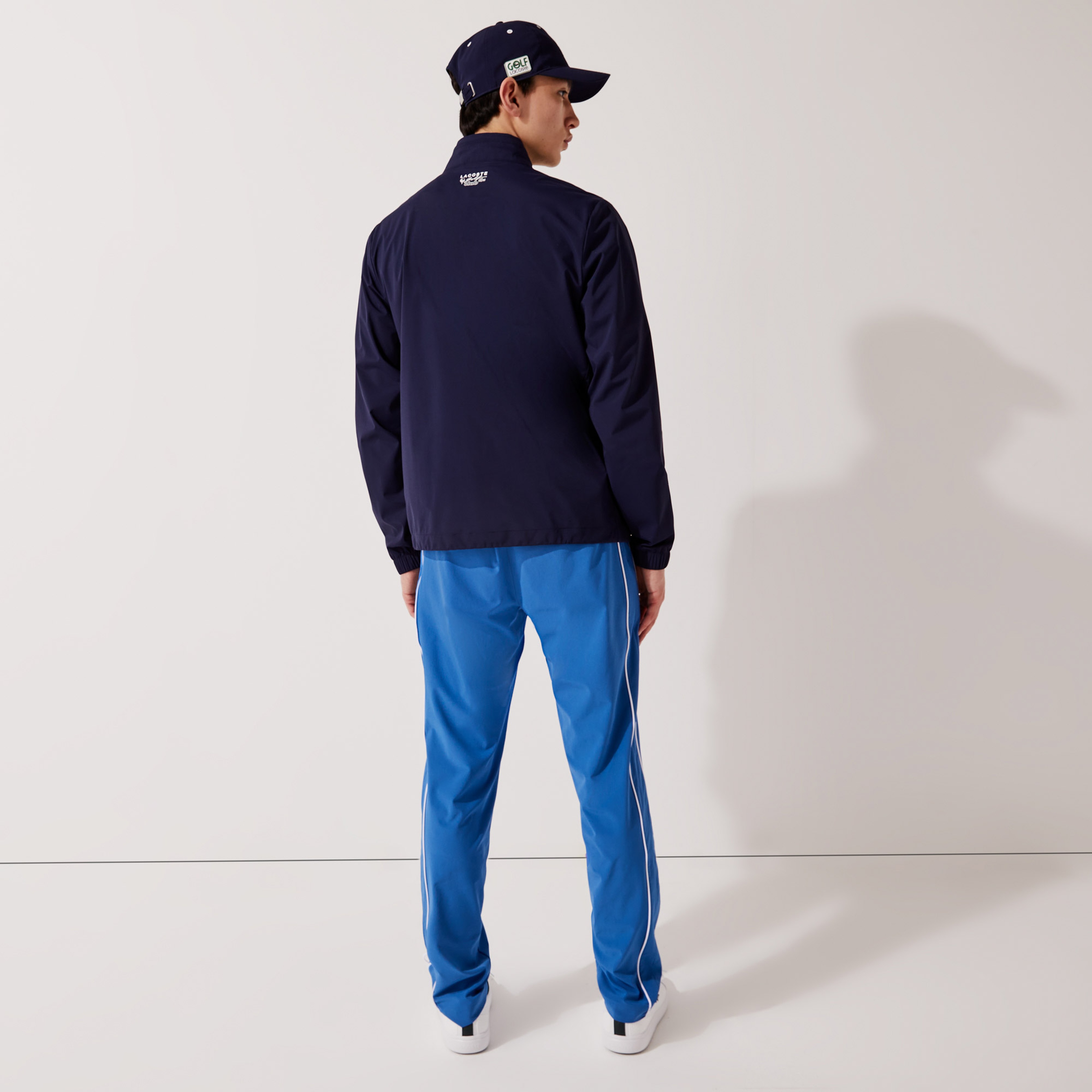 Lacoste SPORT Erkek Kapüşonlu Fermuarlı Baskılı Lacivert Mont