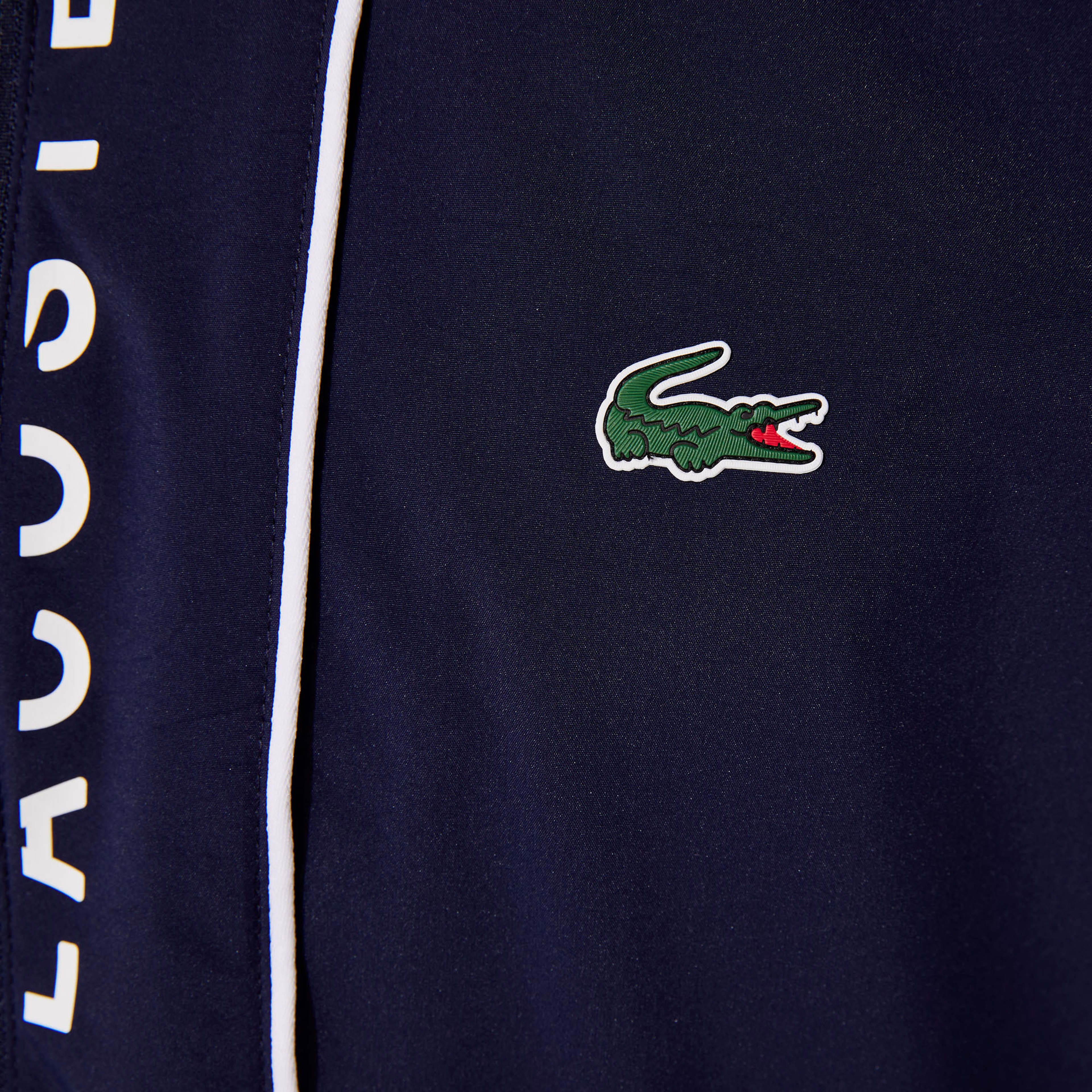 Lacoste SPORT Erkek Kapüşonlu Fermuarlı Baskılı Lacivert Mont