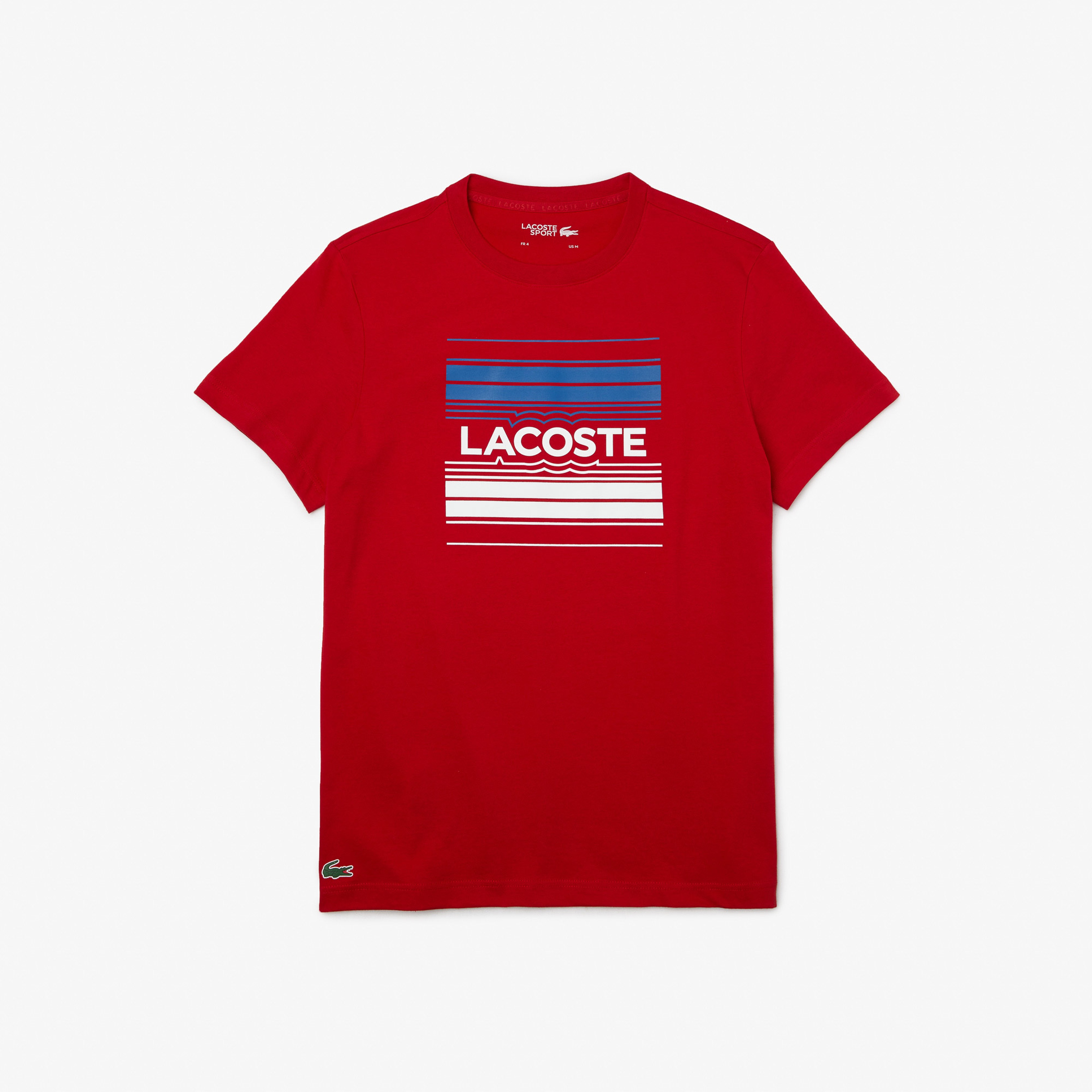 Lacoste SPORT Erkek Regular Fit Bisiklet Yaka Baskılı Kırmızı T-Shirt