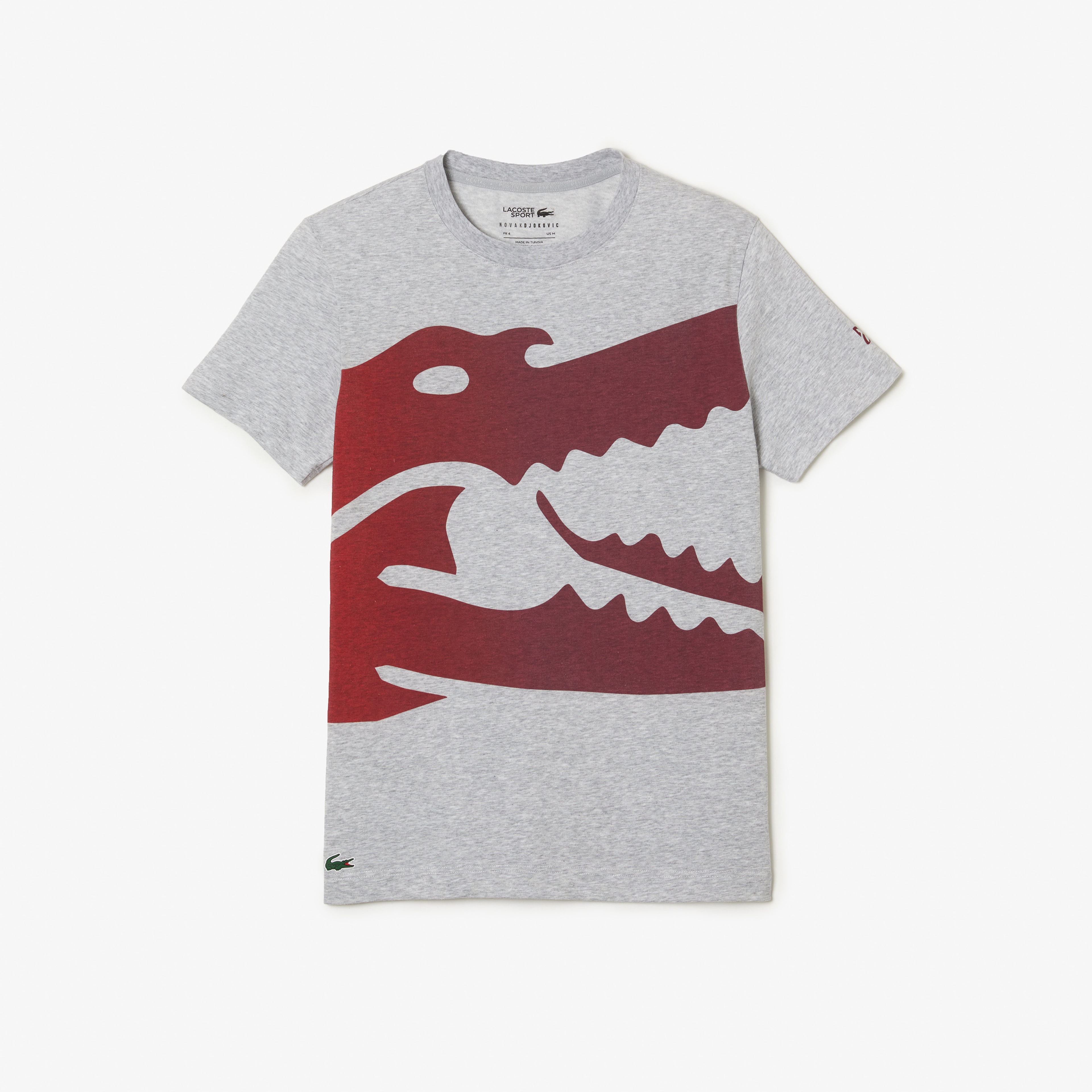 Lacoste SPORT x Novak Djokovic Erkek Regular Fit Bisiklet Yaka Baskılı Gri T-Shirt