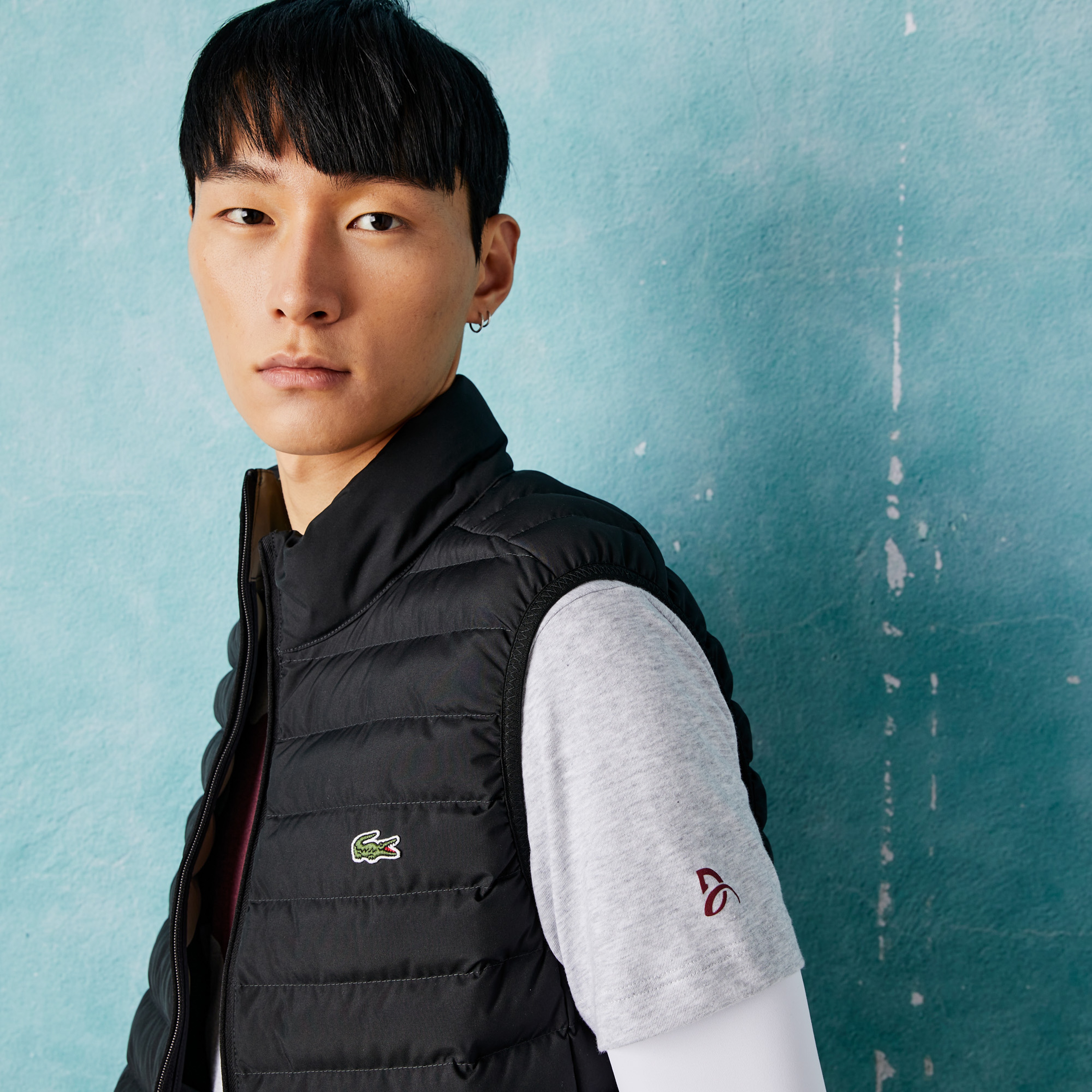 Lacoste SPORT x Novak Djokovic Erkek Regular Fit Bisiklet Yaka Baskılı Gri T-Shirt