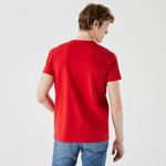 Lacoste Erkek Slim Fit Bisiklet Yaka Kırmızı T-Shirt