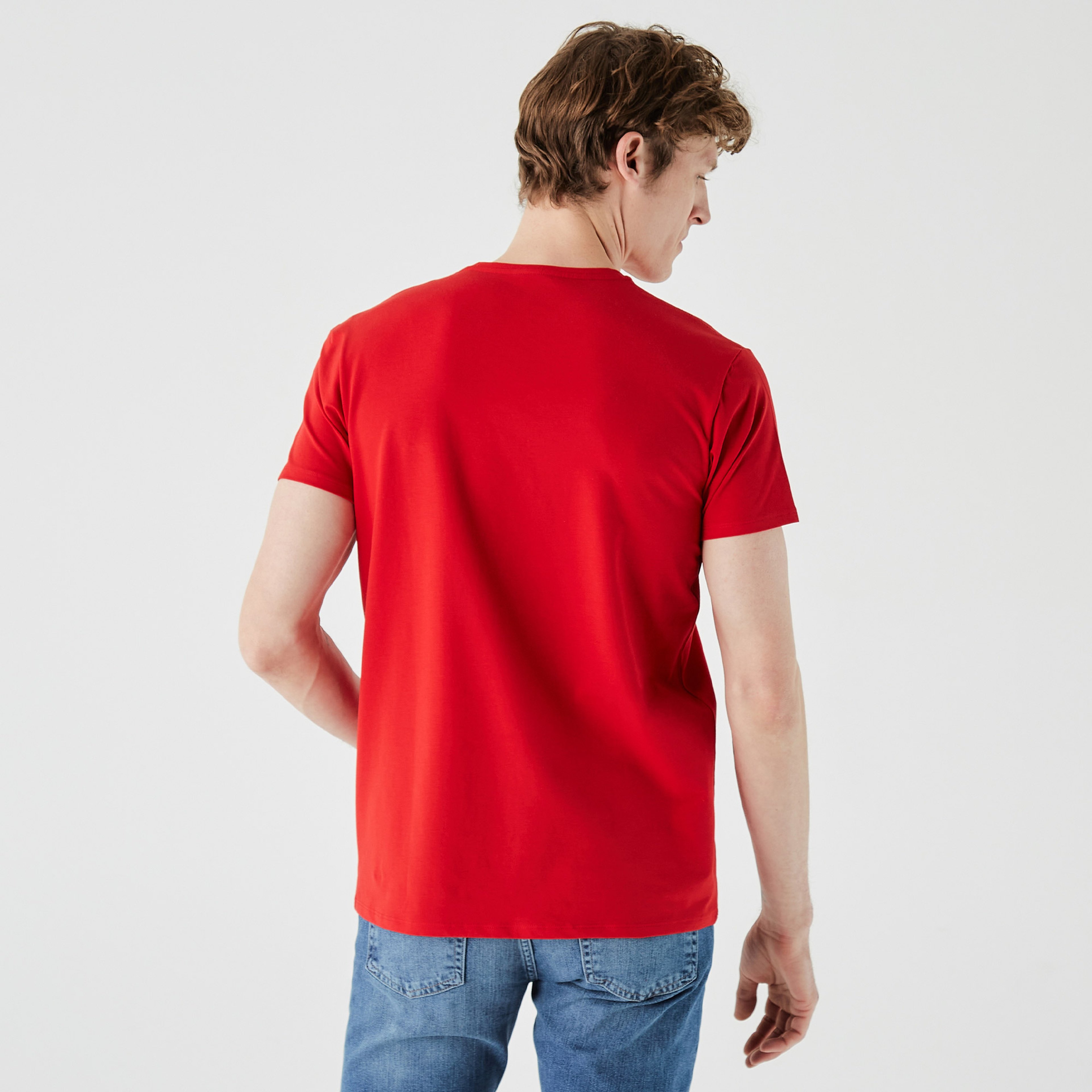 Lacoste Erkek Slim Fit Bisiklet Yaka Kırmızı T-Shirt