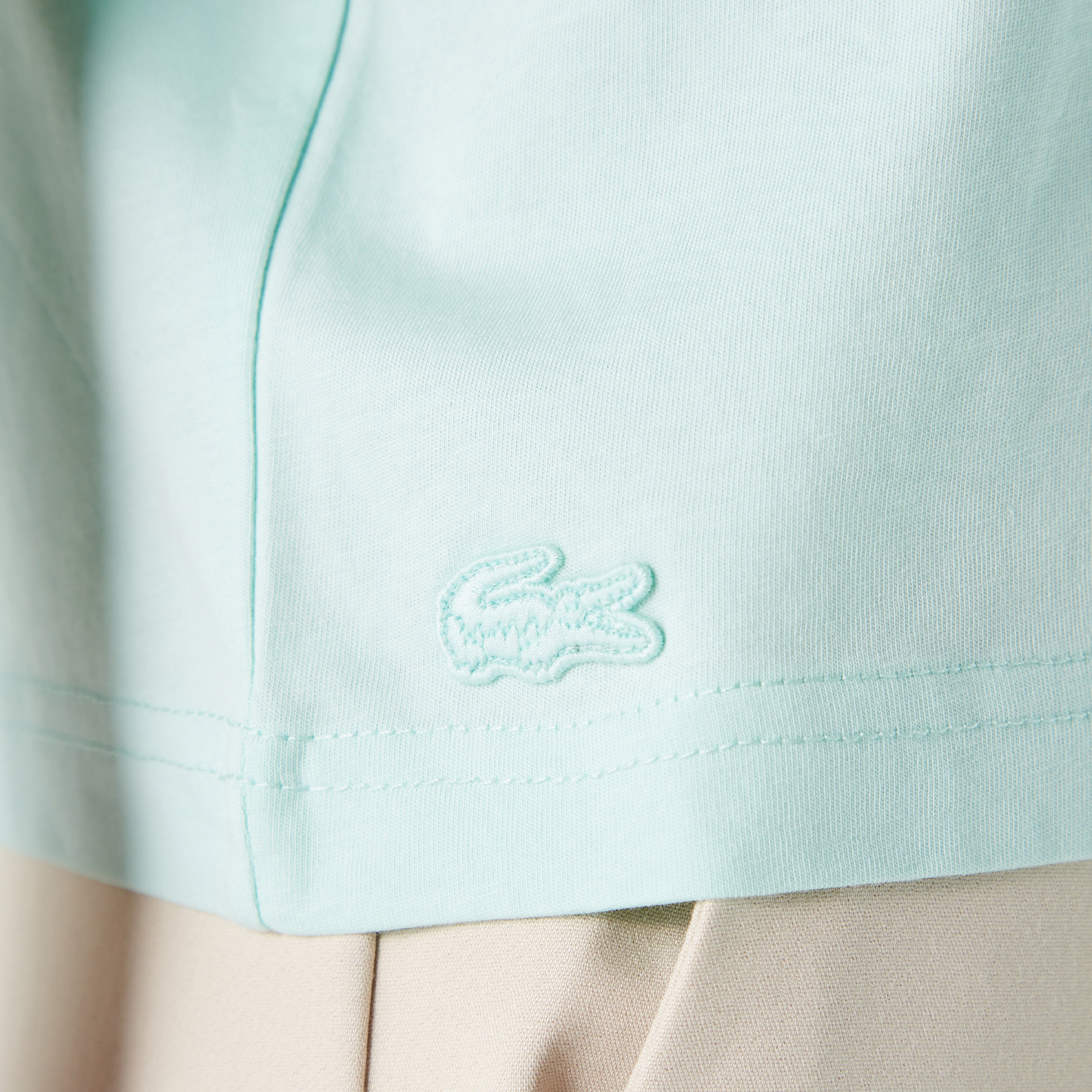 Lacoste Kadın Relaxed Fit Bisiklet Yaka Baskılı Açık Mavi T-Shirt