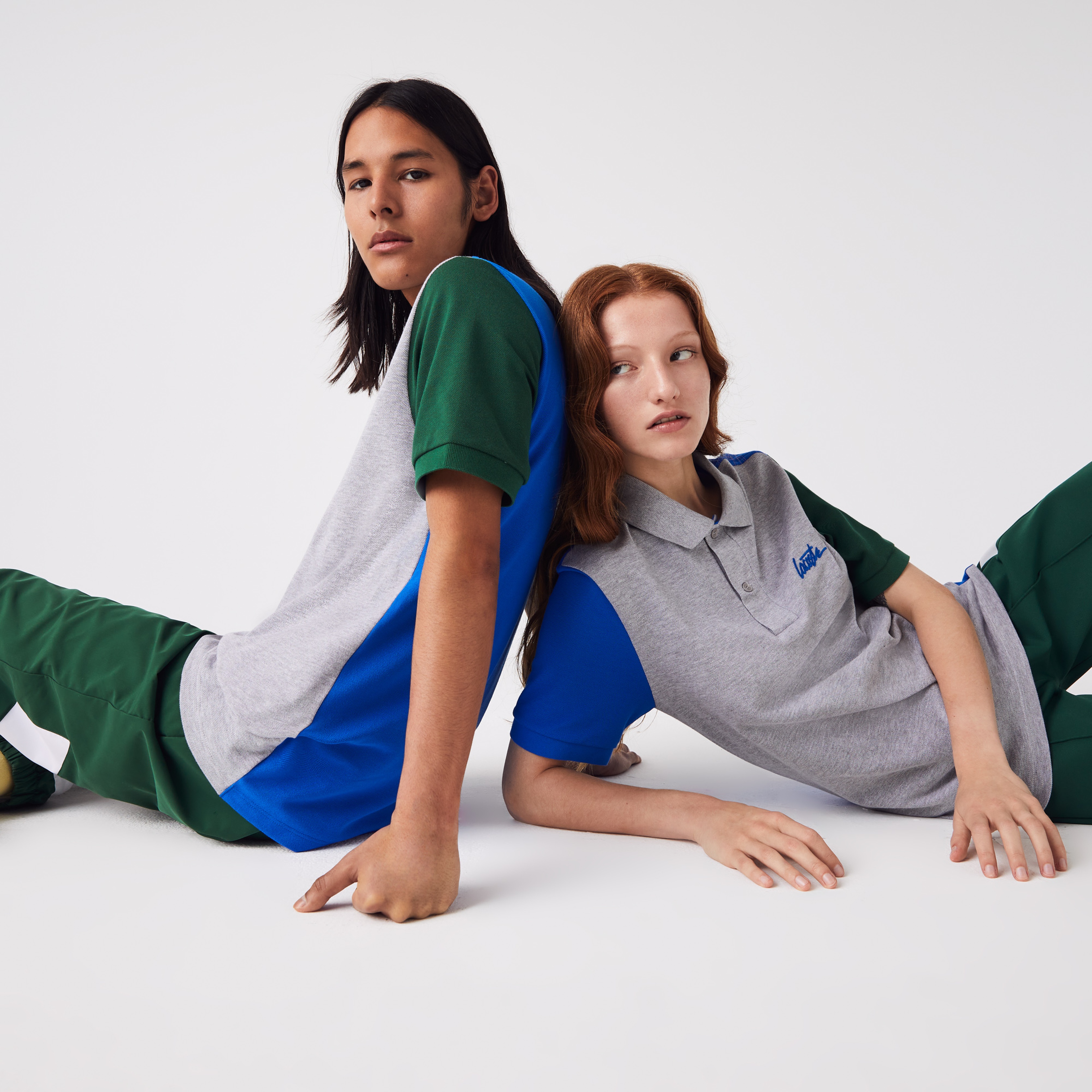 Lacoste L!VE Unisex Relaxed Fit Renk Bloklu Mavi Polo