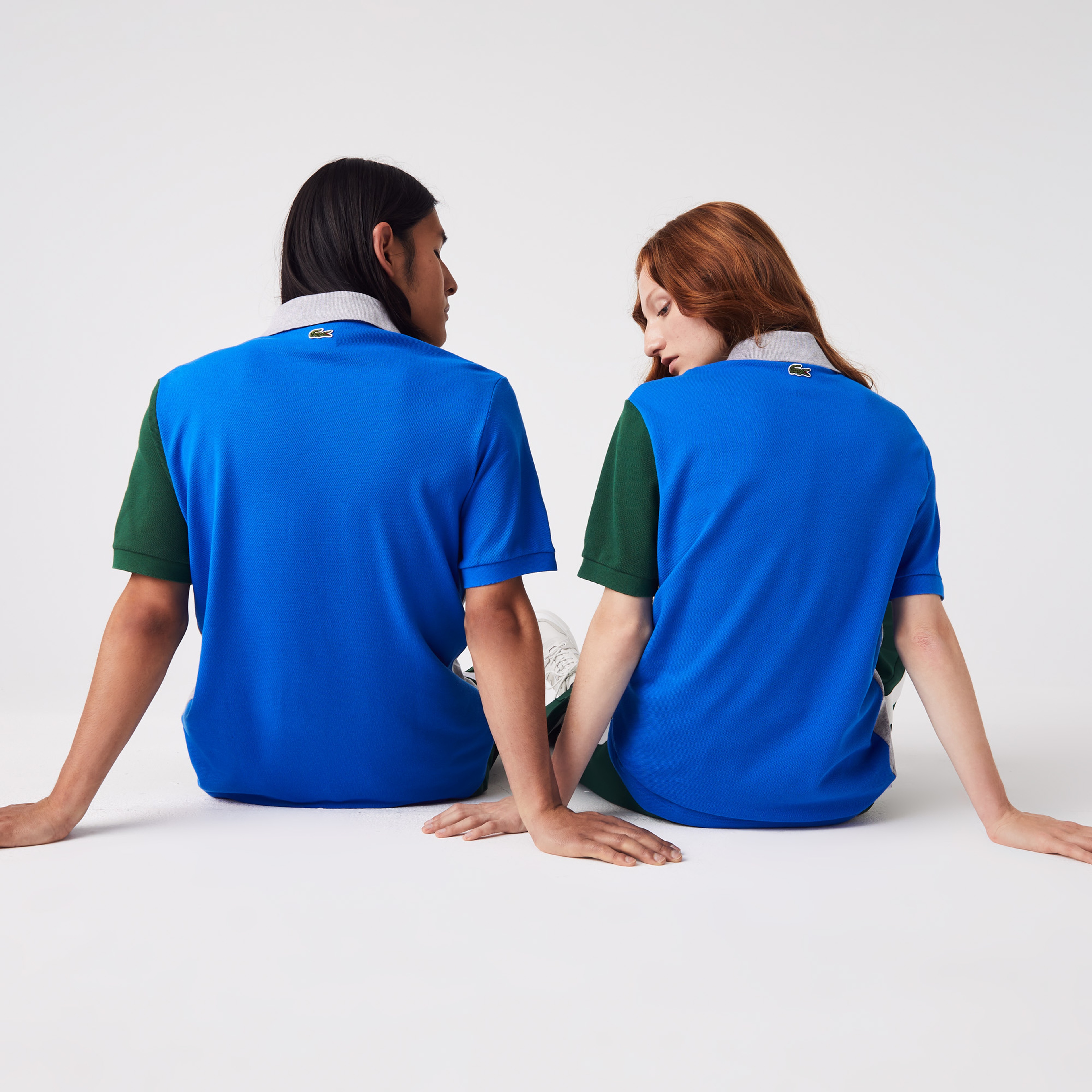 Lacoste L!VE Unisex Relaxed Fit Renk Bloklu Mavi Polo