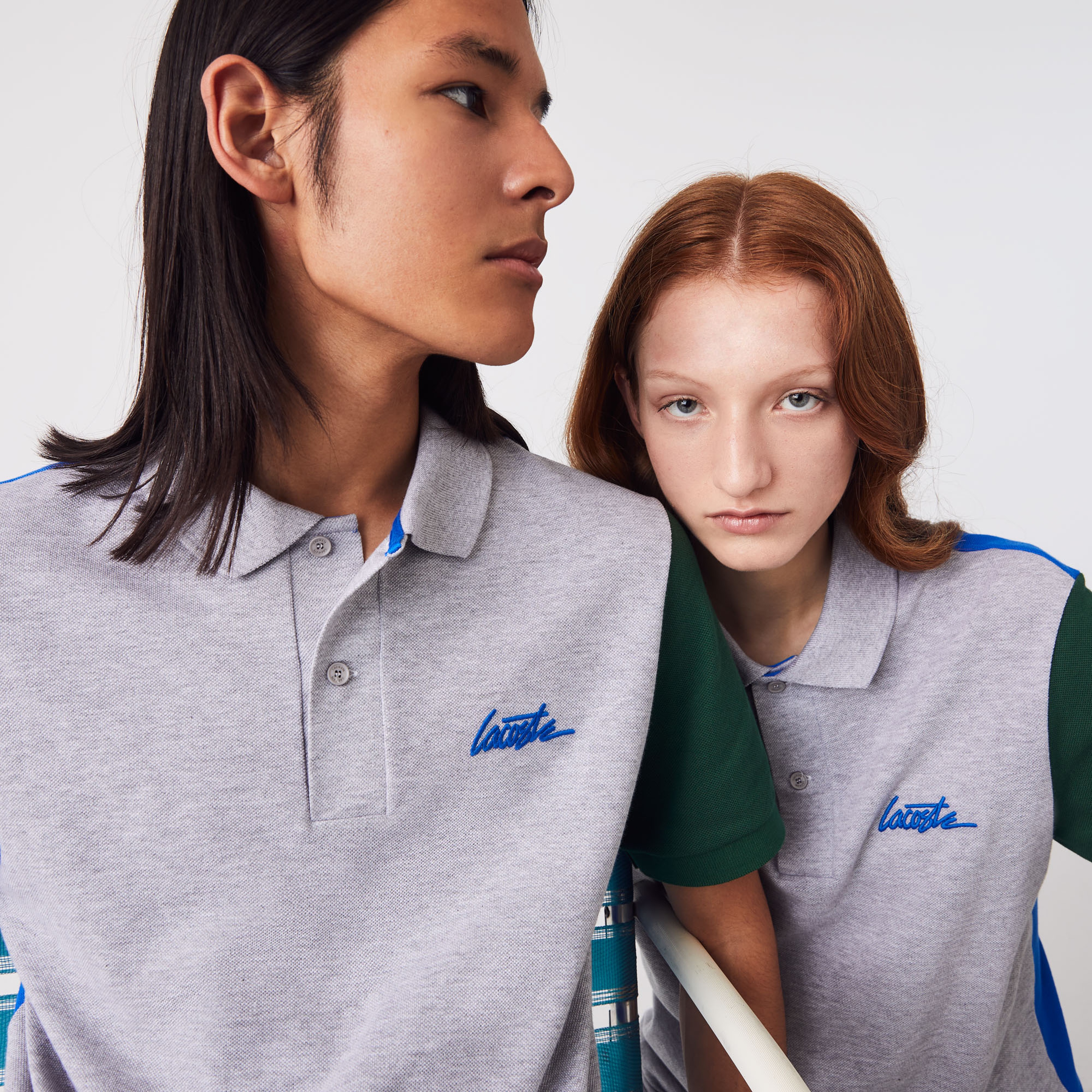 Lacoste L!VE Unisex Relaxed Fit Renk Bloklu Mavi Polo