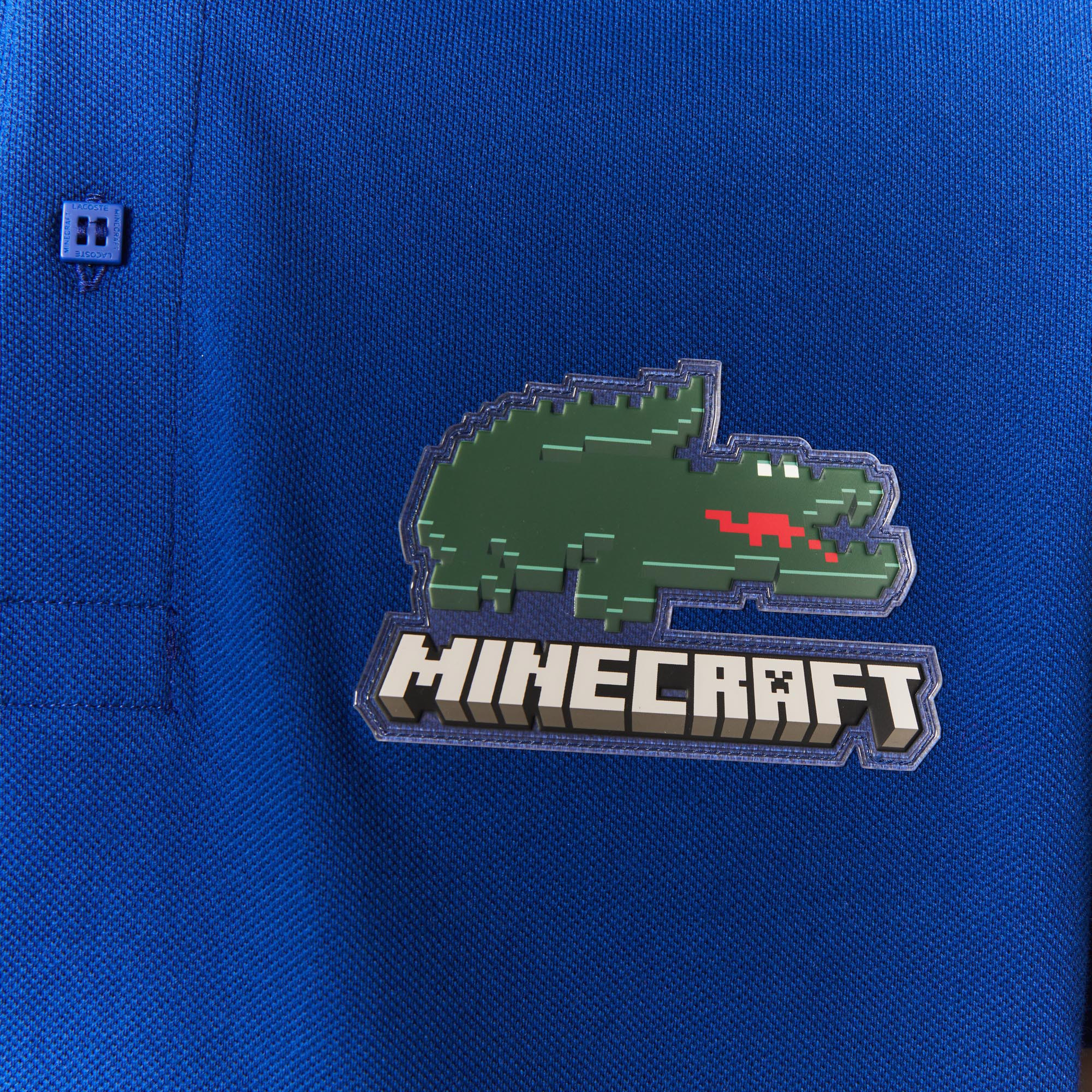 Lacoste X Minecraft Unisex Classic Fit Baskılı Lacivert Polo
