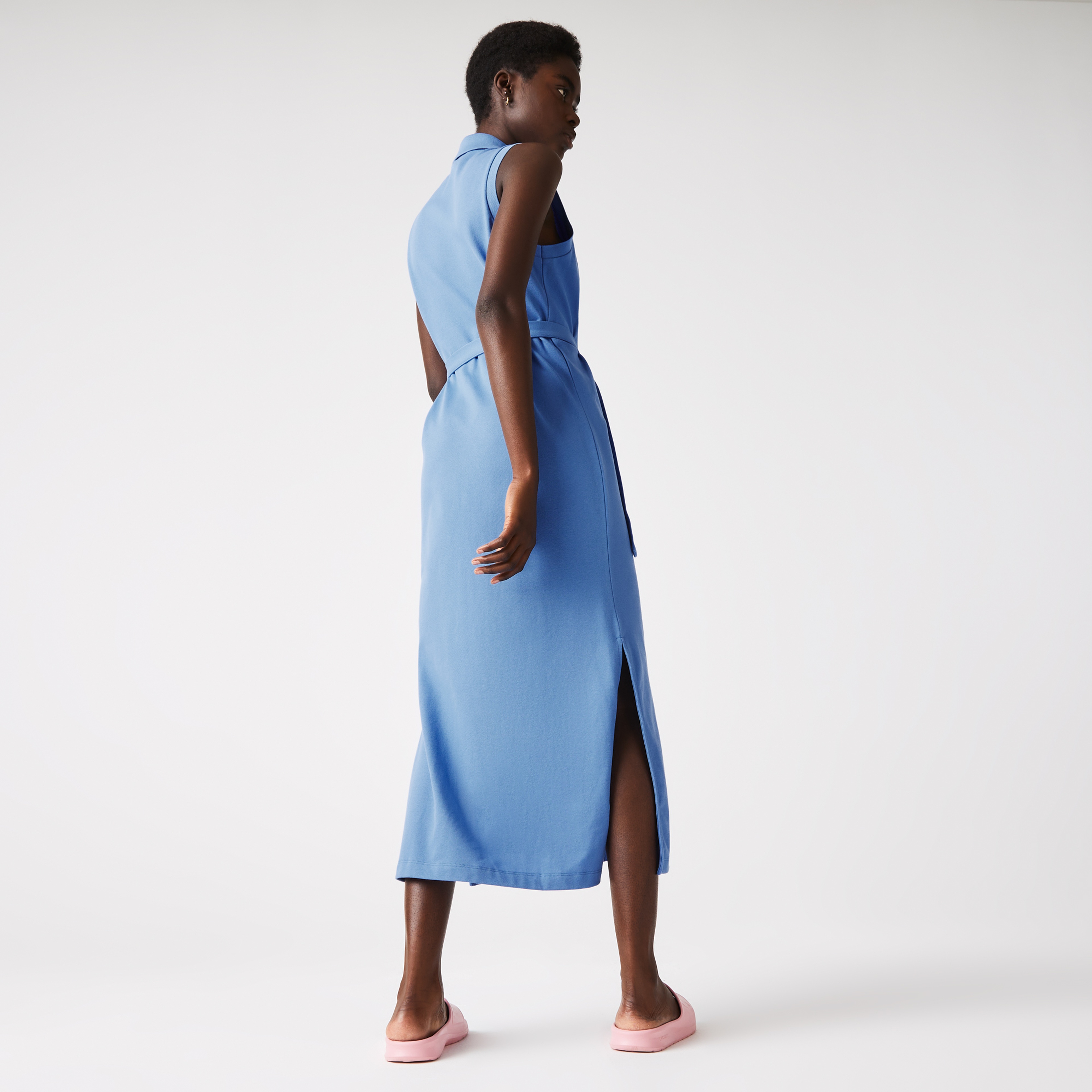 Lacoste Kadın Loose Fit Kolsuz Polo Yaka Mavi Elbise