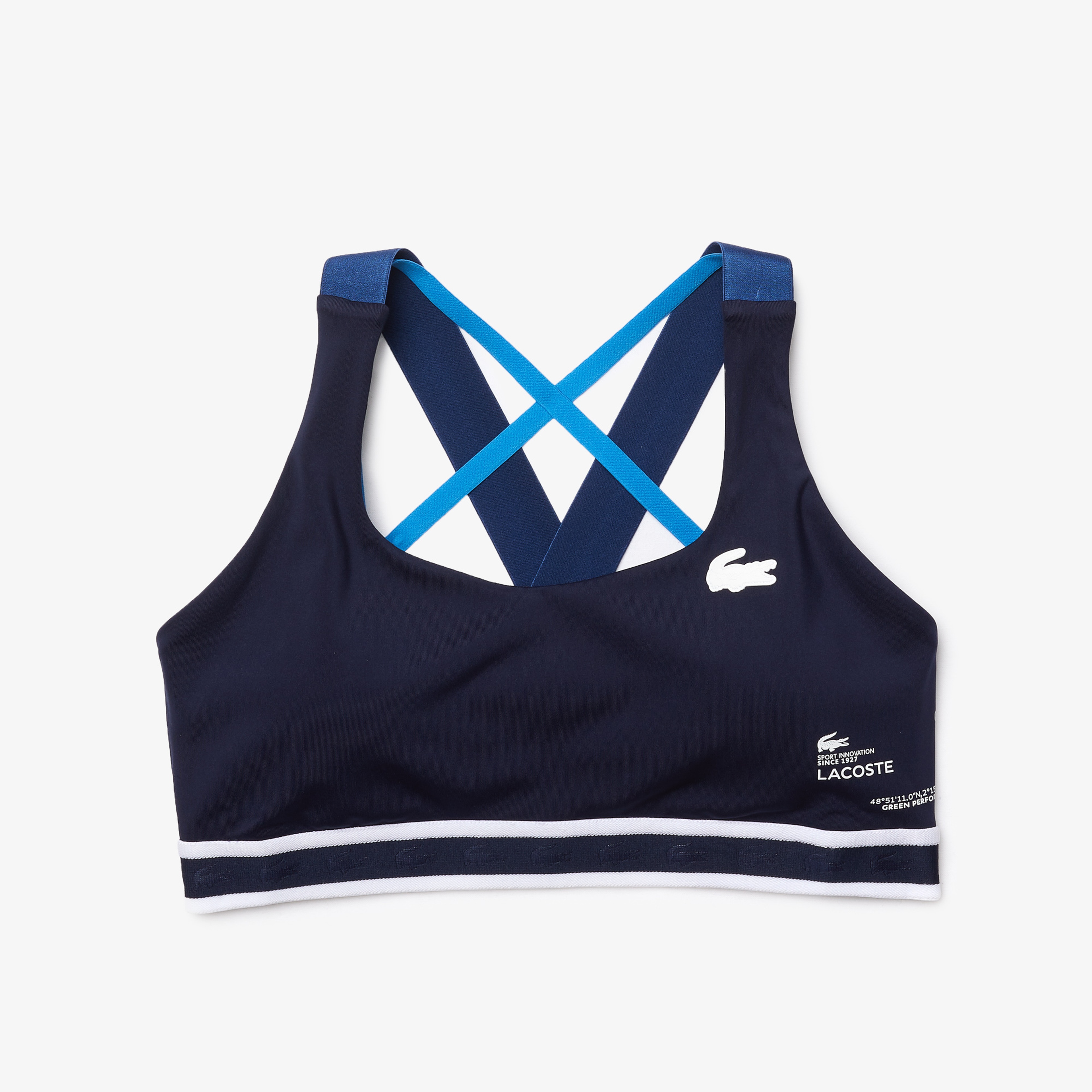 Lacoste SPORT Active Kadın Askılı Bisiklet Yaka Baskılı Lacivert Bra