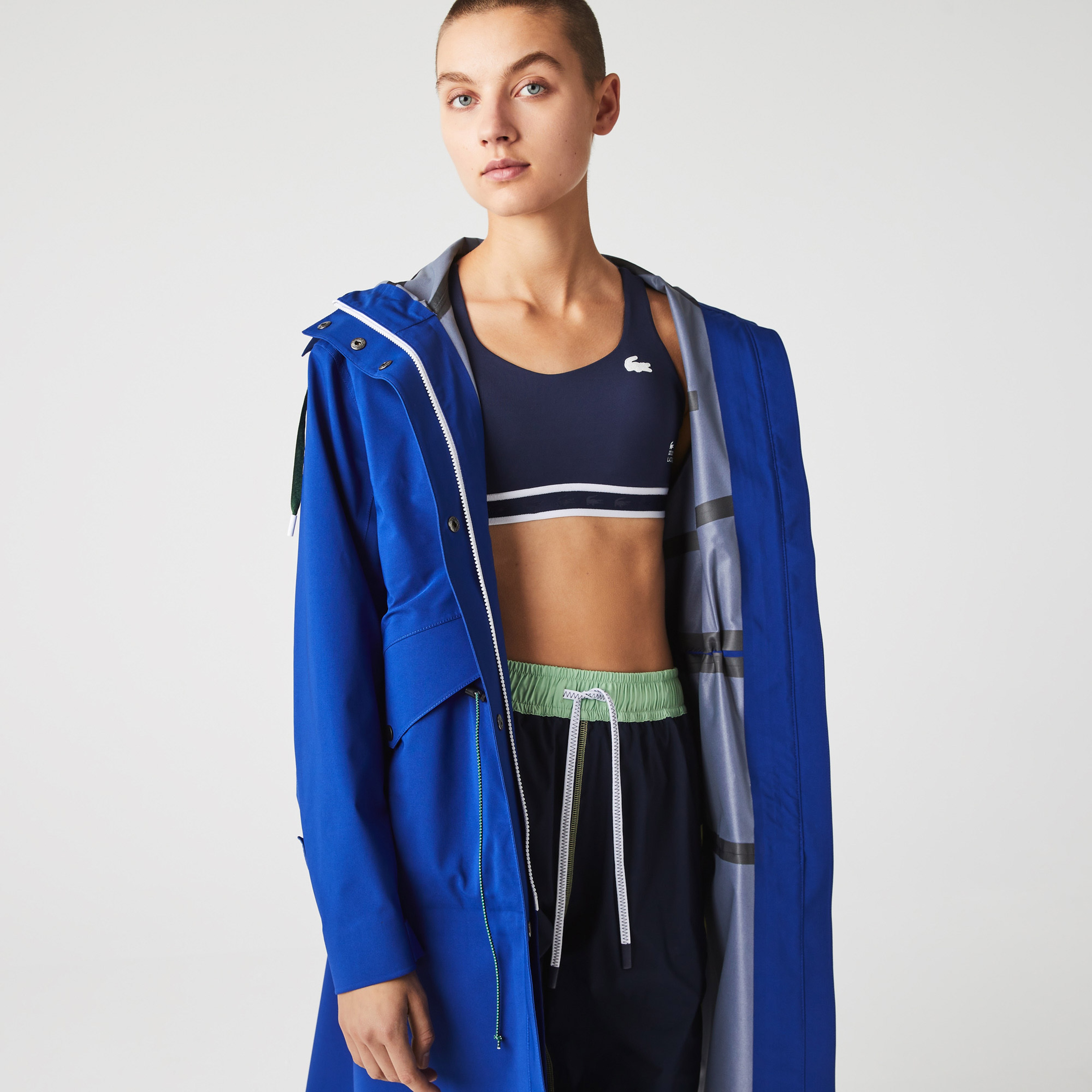 Lacoste SPORT Active Kadın Askılı Bisiklet Yaka Baskılı Lacivert Bra