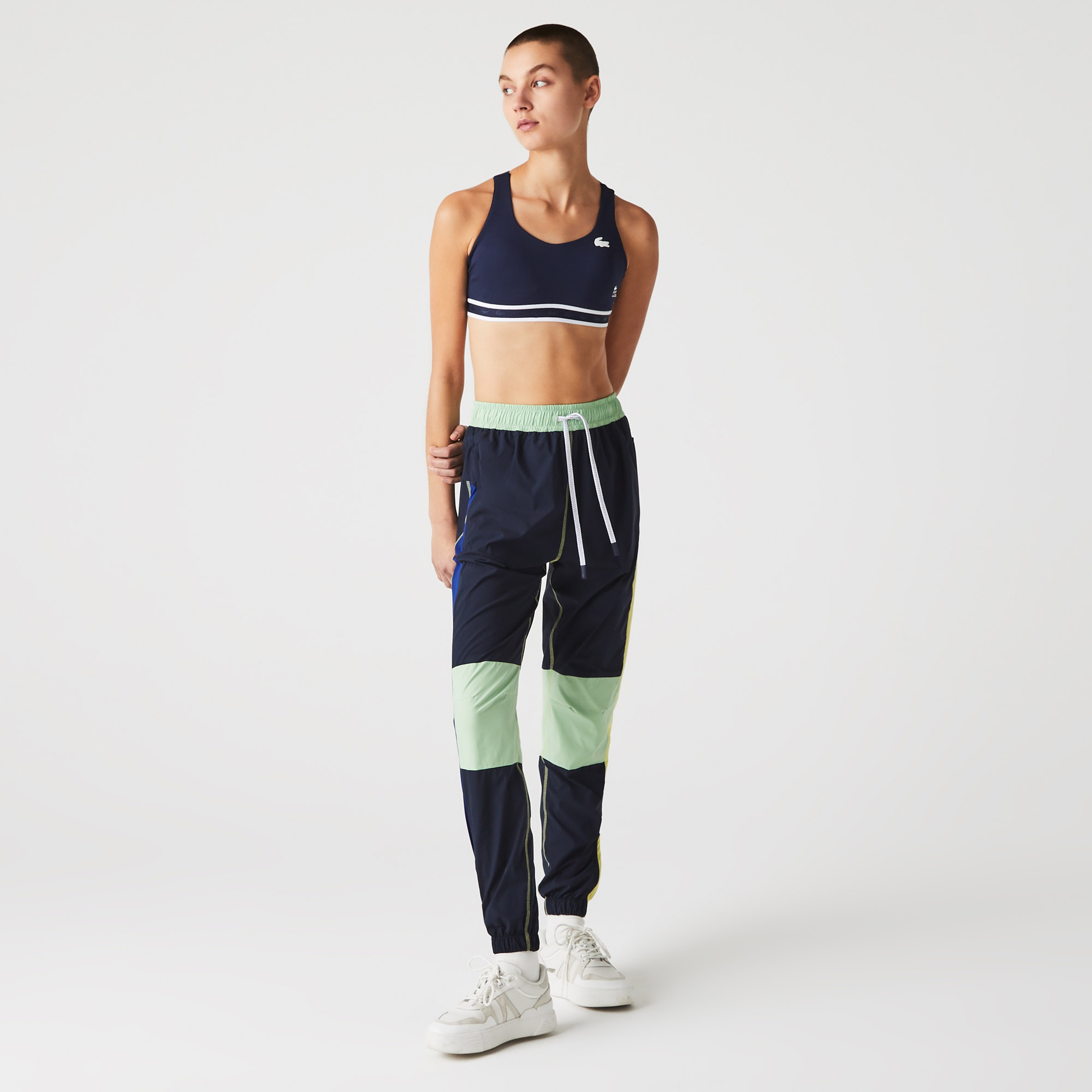 Lacoste SPORT Active Kadın Askılı Bisiklet Yaka Baskılı Lacivert Bra