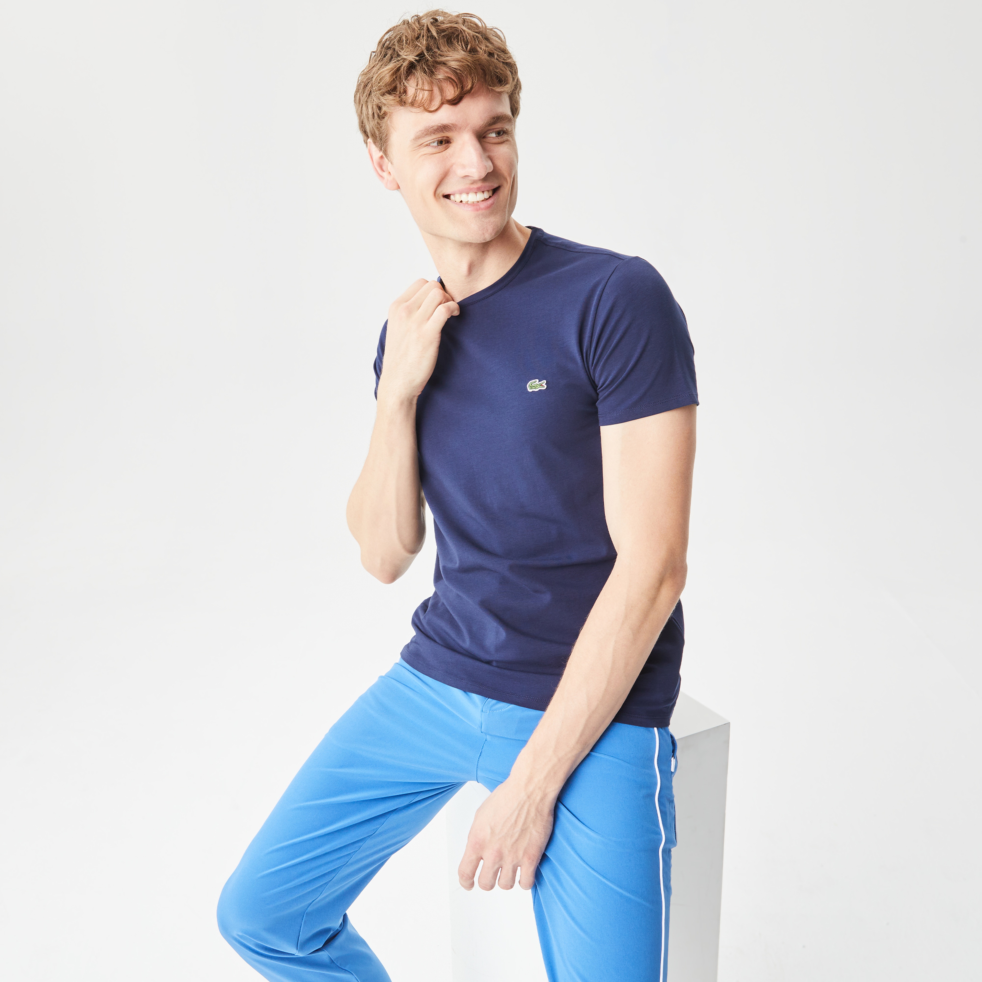 Erkek Slim Fit Bisiklet Yaka Lacivert T-Shirt