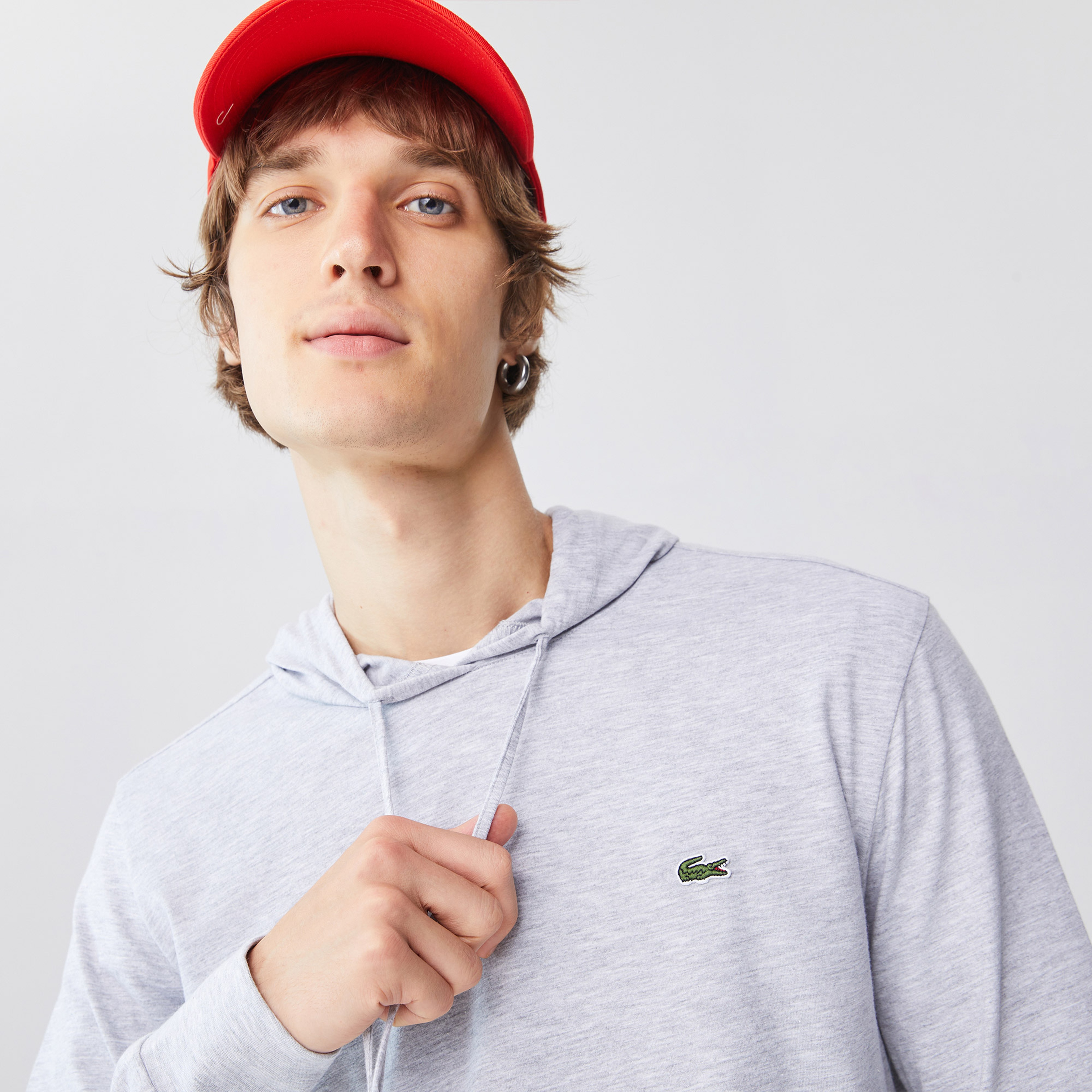 Lacoste Erkek Regular Fit Uzun Kollu Kapüşonlu Gri T-Shirt