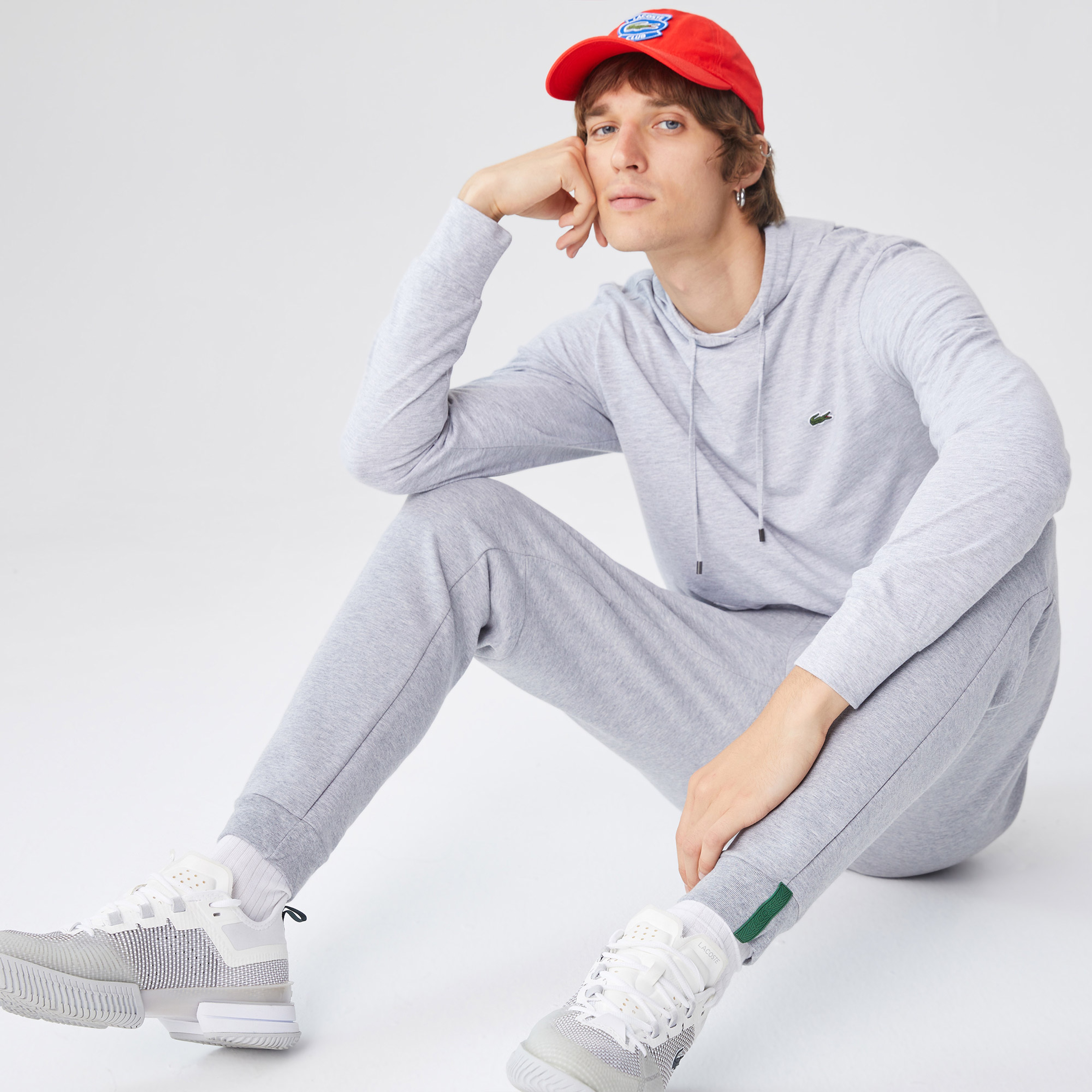 Lacoste Erkek Regular Fit Uzun Kollu Kapüşonlu Gri T-Shirt