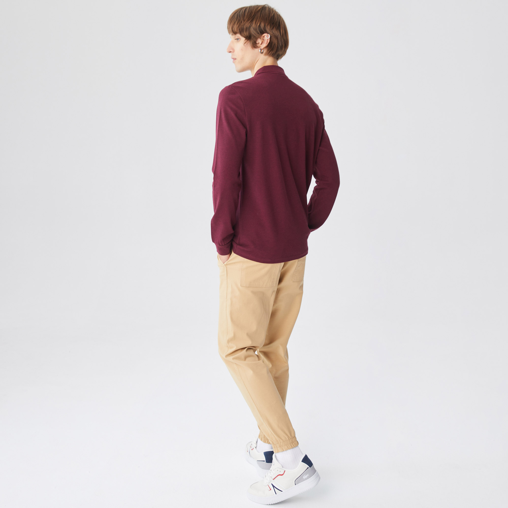 Lacoste Erkek Classic Fit Uzun Kollu Bordo Polo