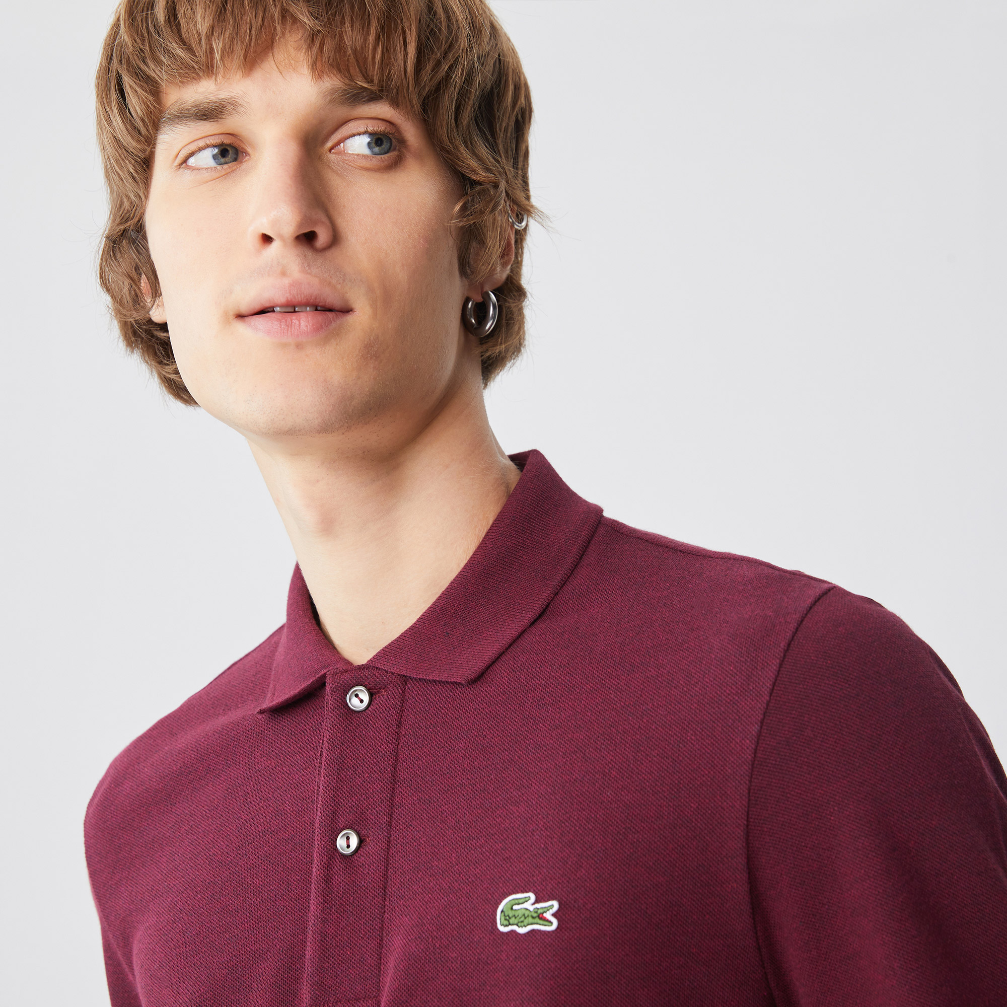 Lacoste Erkek Classic Fit Uzun Kollu Bordo Polo