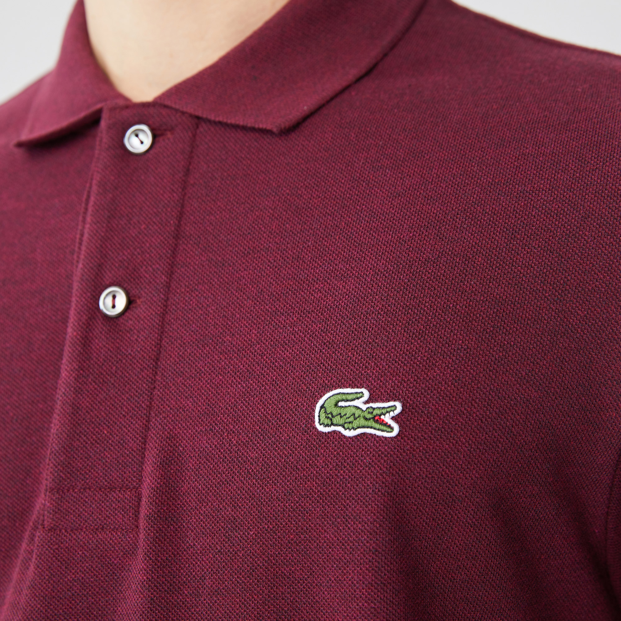 Lacoste Erkek Classic Fit Uzun Kollu Bordo Polo