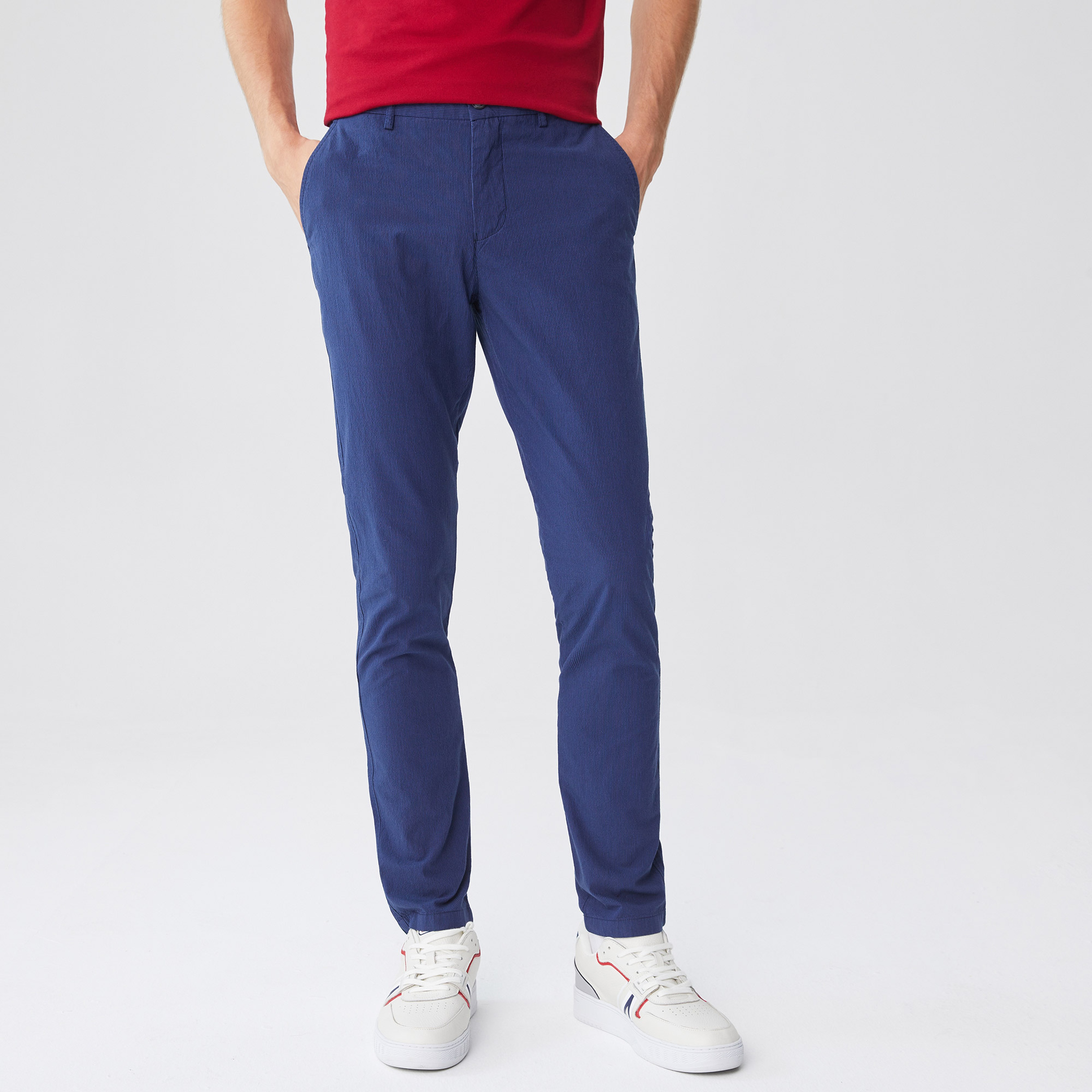 Lacoste Erkek Slim Fit Lacivert Gofre Pantolon