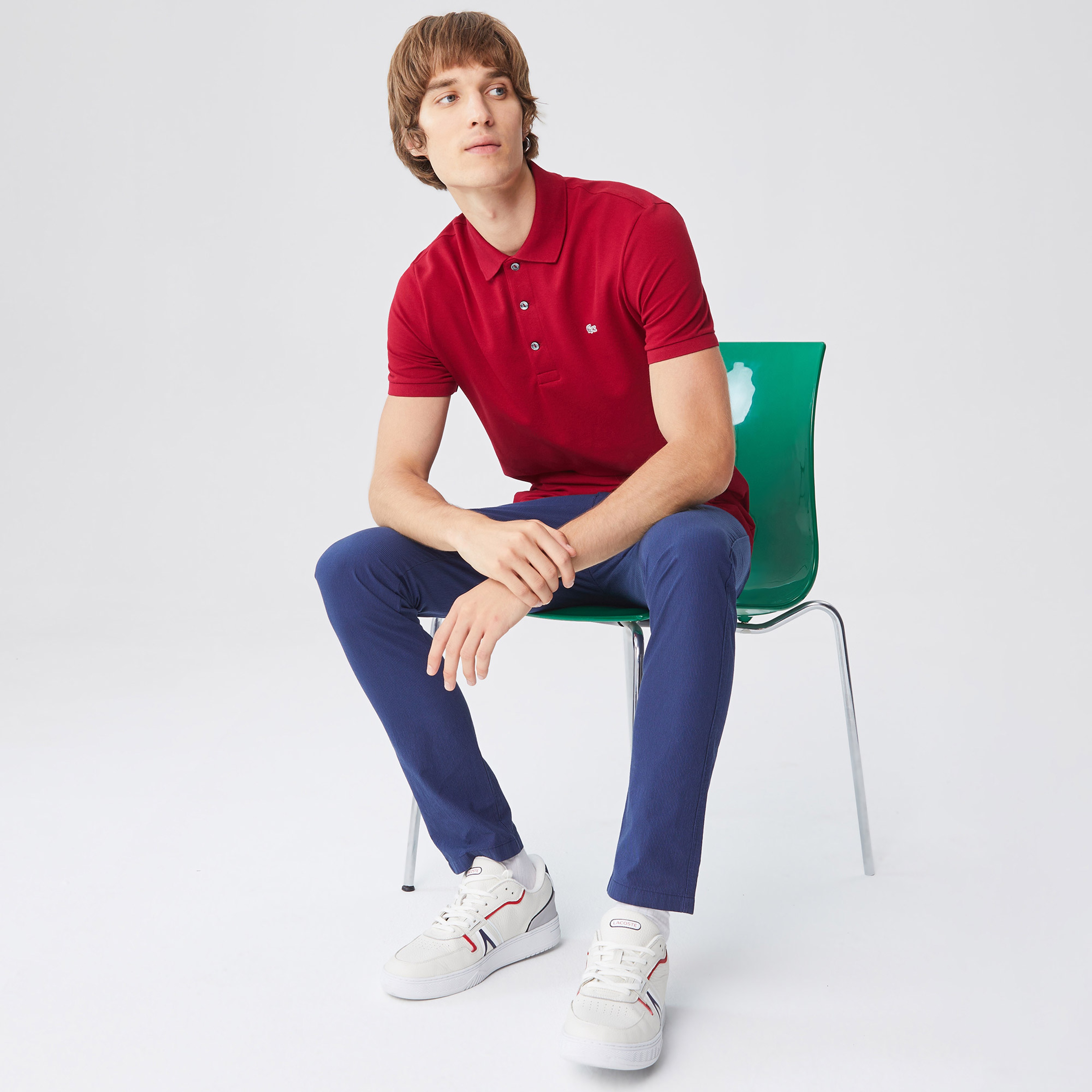 Lacoste Erkek Slim Fit Lacivert Gofre Pantolon