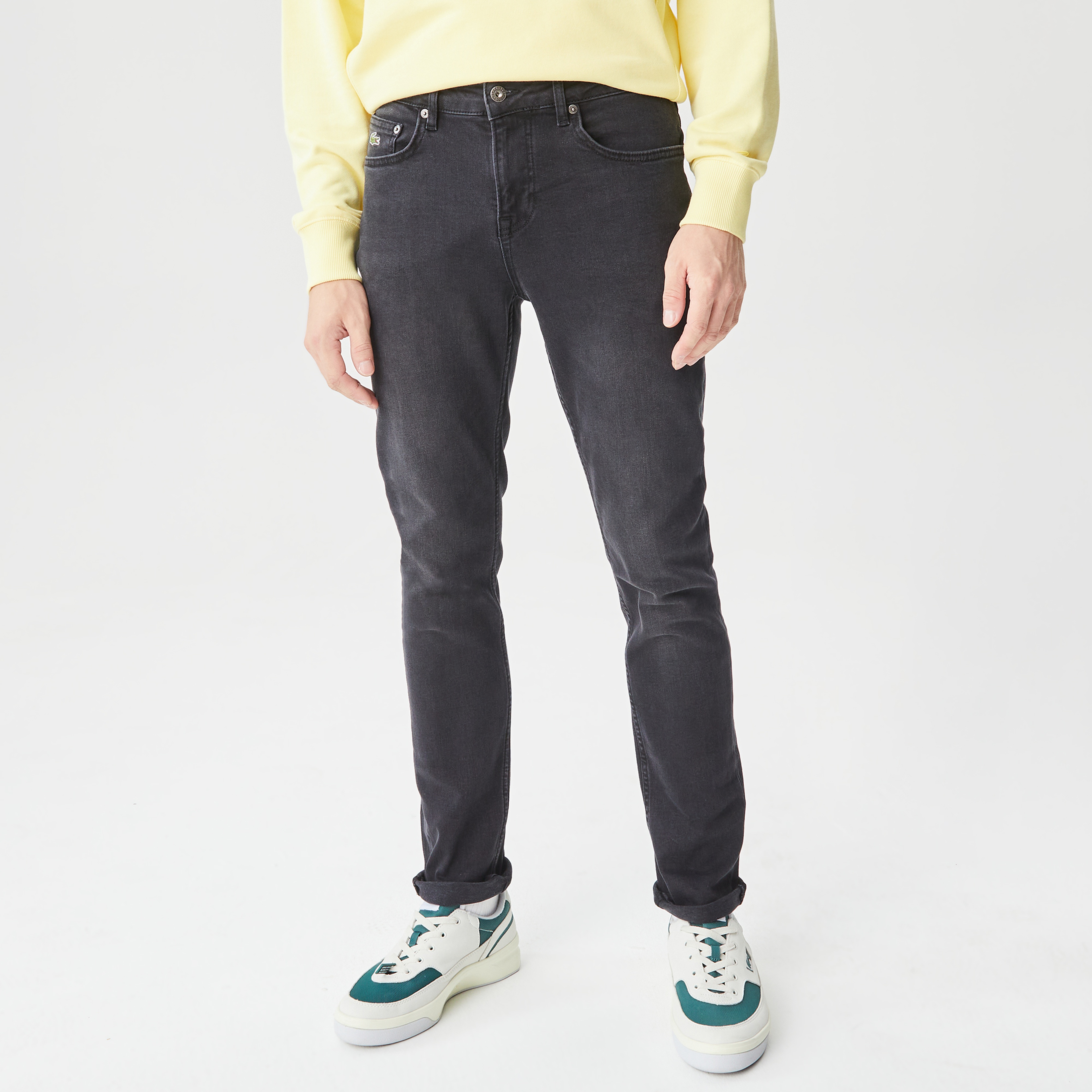 Erkek Slim Fit Gri Jean Pantolon