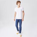 Erkek Slim Fit V Yaka Beyaz T-Shirt