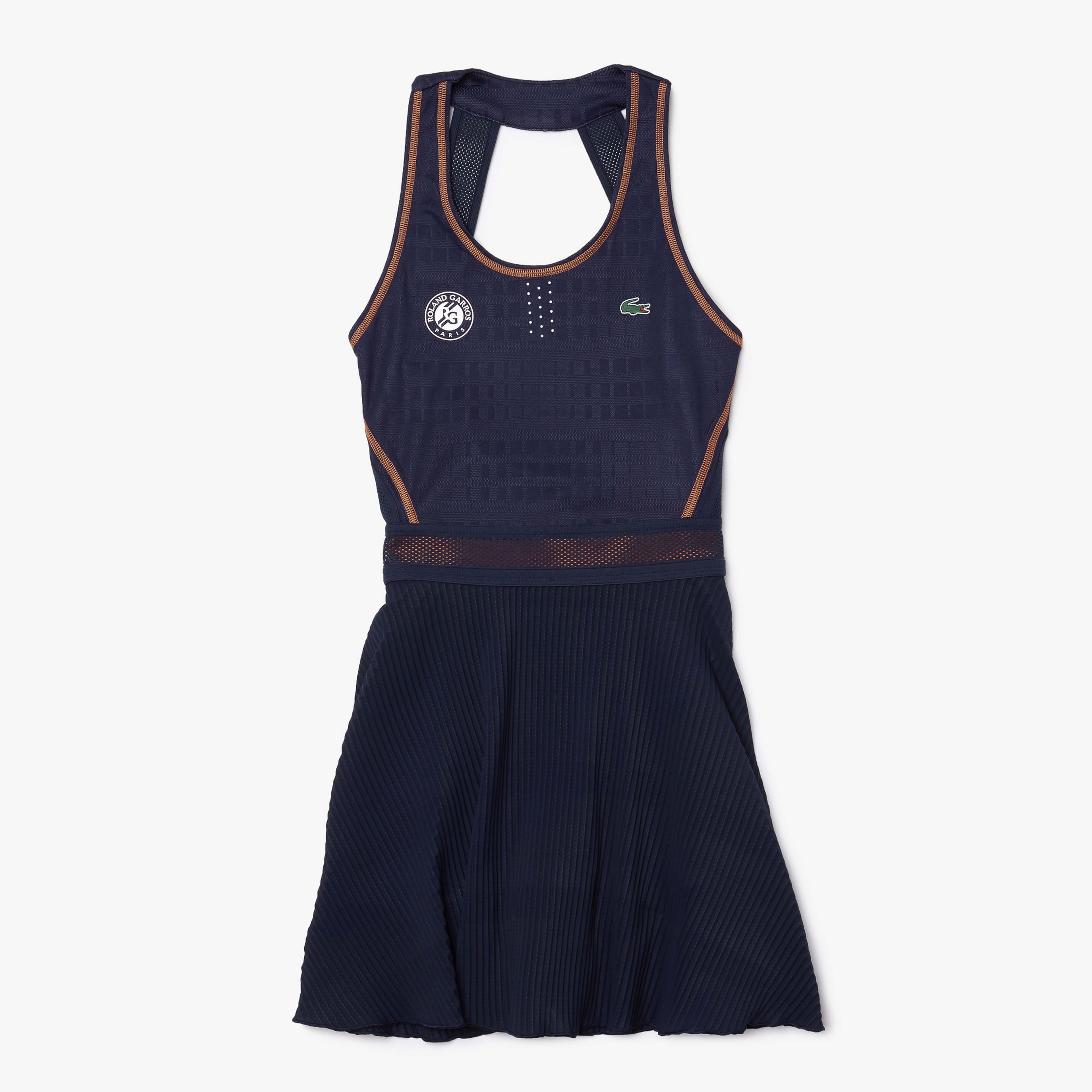 Lacoste Rolland Garros Kadın Slim Fit Kolsuz Bisiklet Yaka Lacivert Elbise