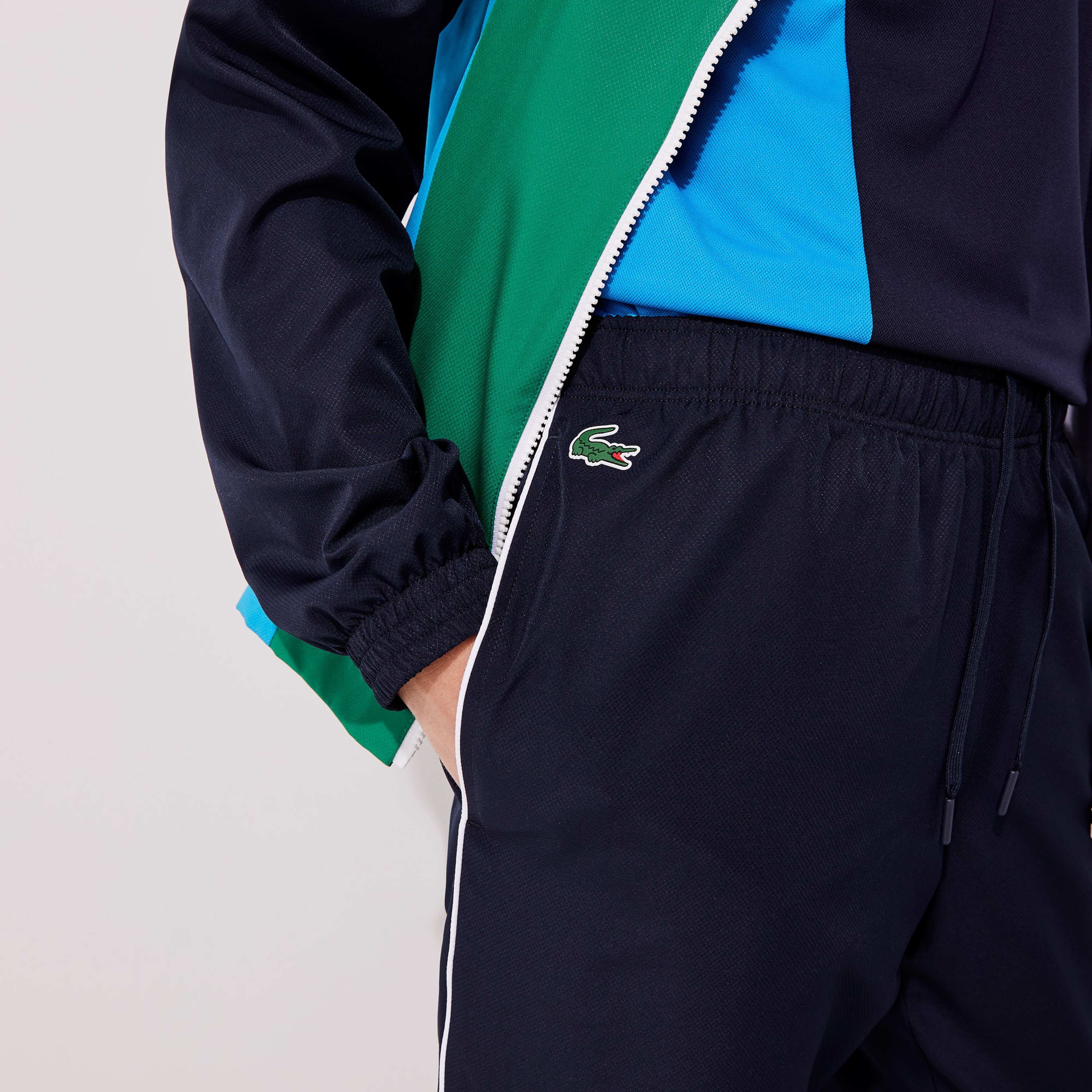 Lacoste SPORT Erkek Regular Fit Dik Yaka Renk Bloklu Lacivert Eşofman Takımı