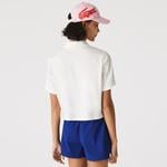 Lacoste Kadın Relaxed Fit Baskılı Beyaz Polo