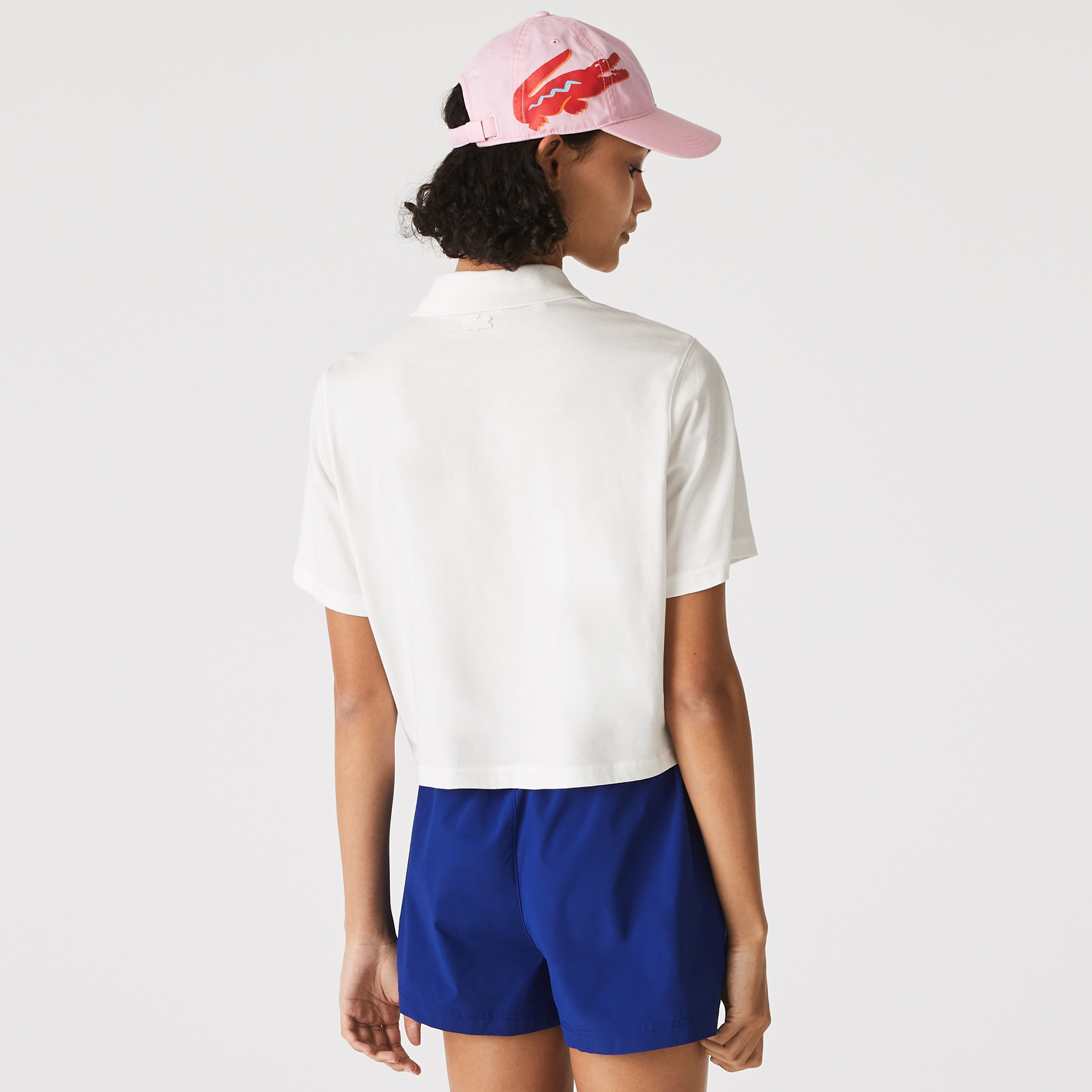 Lacoste Kadın Relaxed Fit Baskılı Beyaz Polo