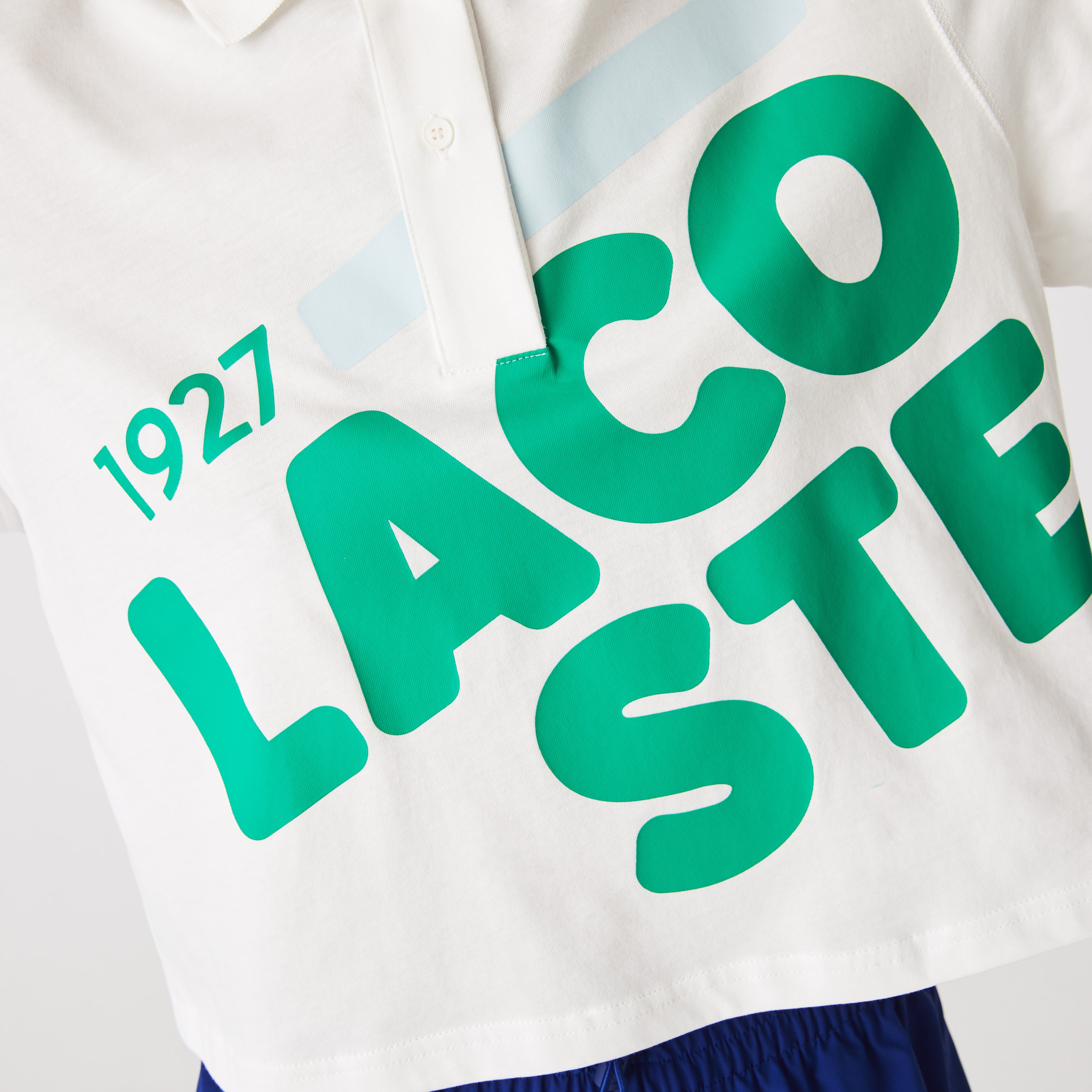 Lacoste Kadın Relaxed Fit Baskılı Beyaz Polo