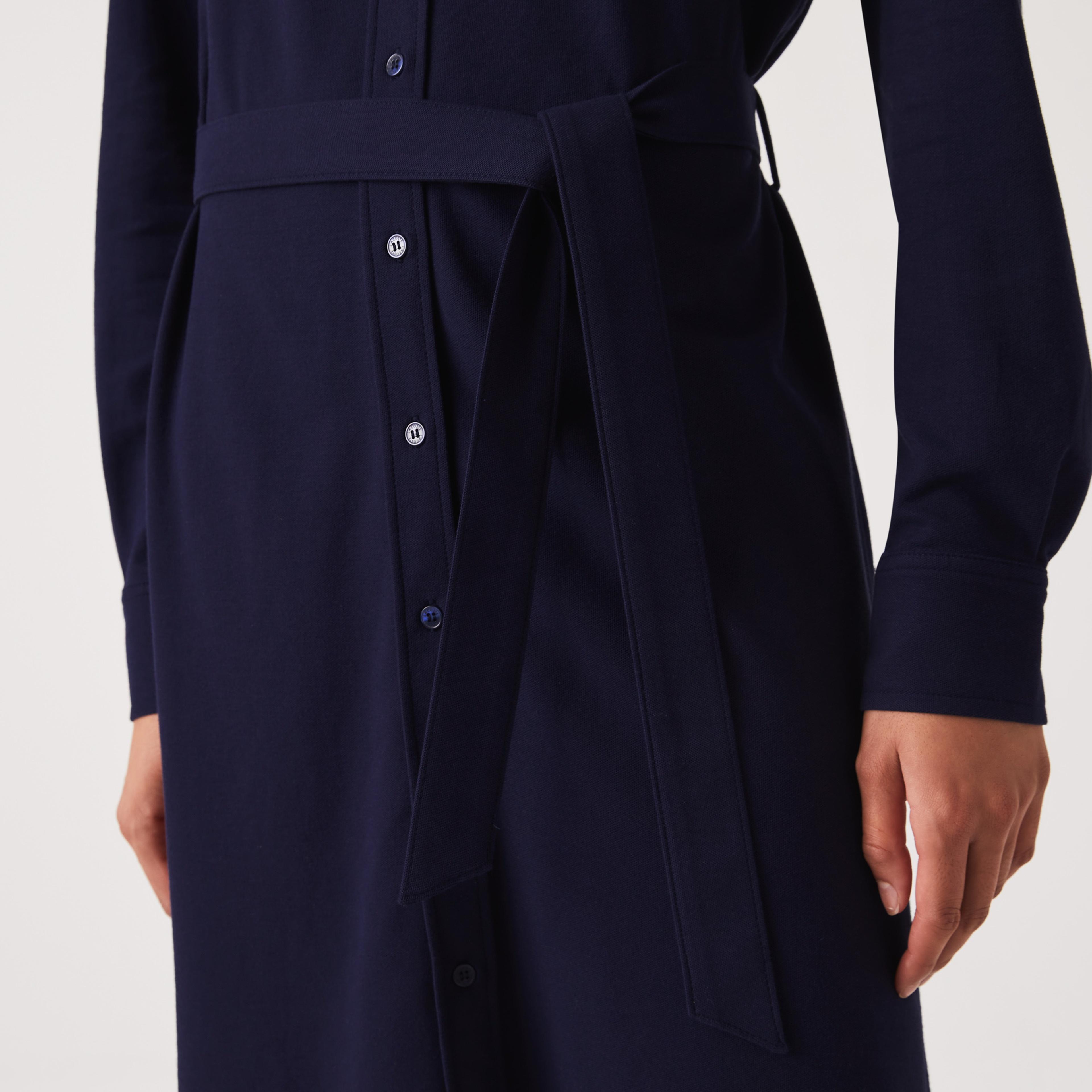 Kadın Relaxed Fit Uzun Kollu Gömlek Yaka Siyah Elbise