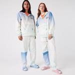 Lacoste L!VE Unisex Kapüşonlu Baskılı Mavi Ceket