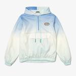 Lacoste L!VE Unisex Kapüşonlu Baskılı Mavi Ceket