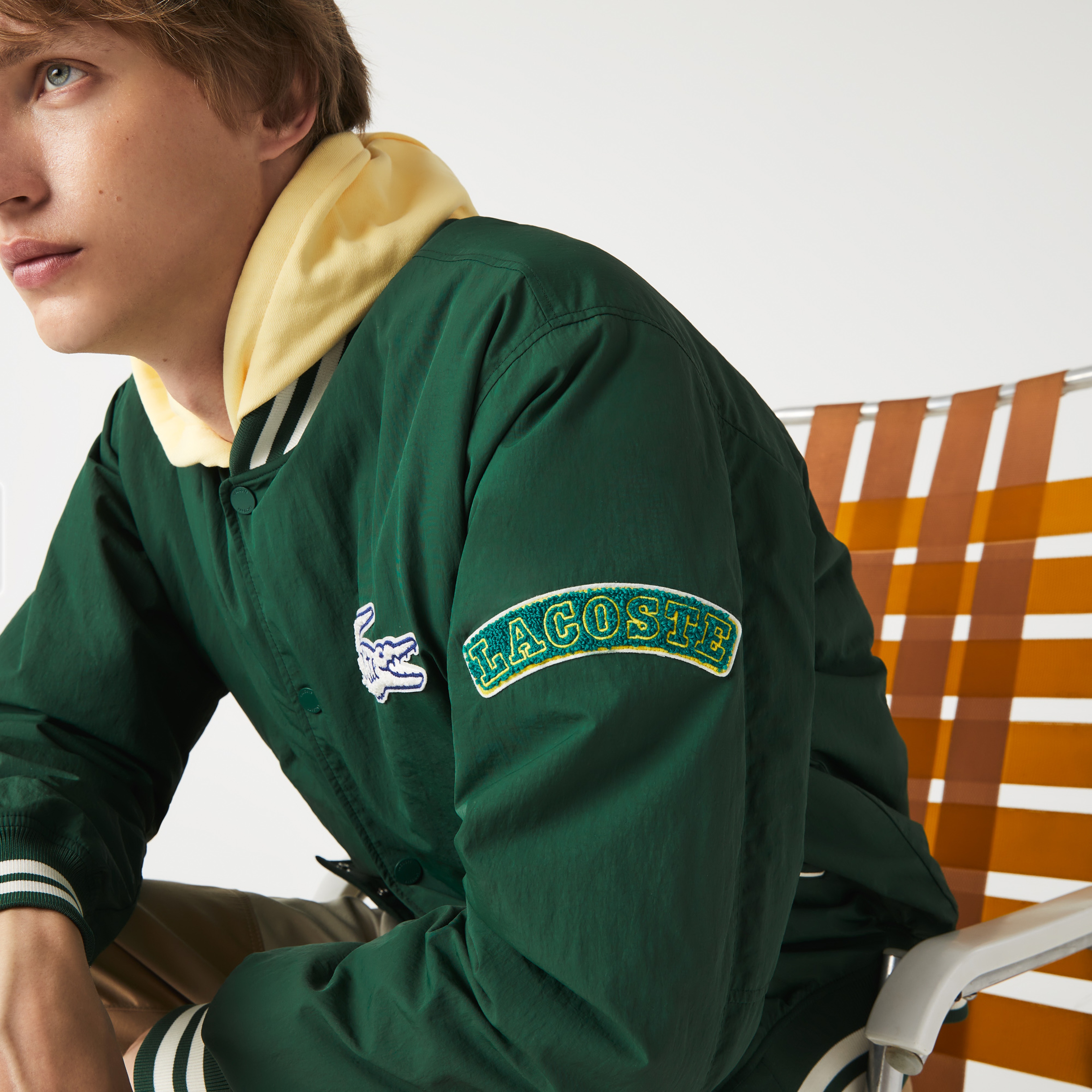 Lacoste L!VE Erkek Hakim Yaka Baskılı Yeşil Ceket